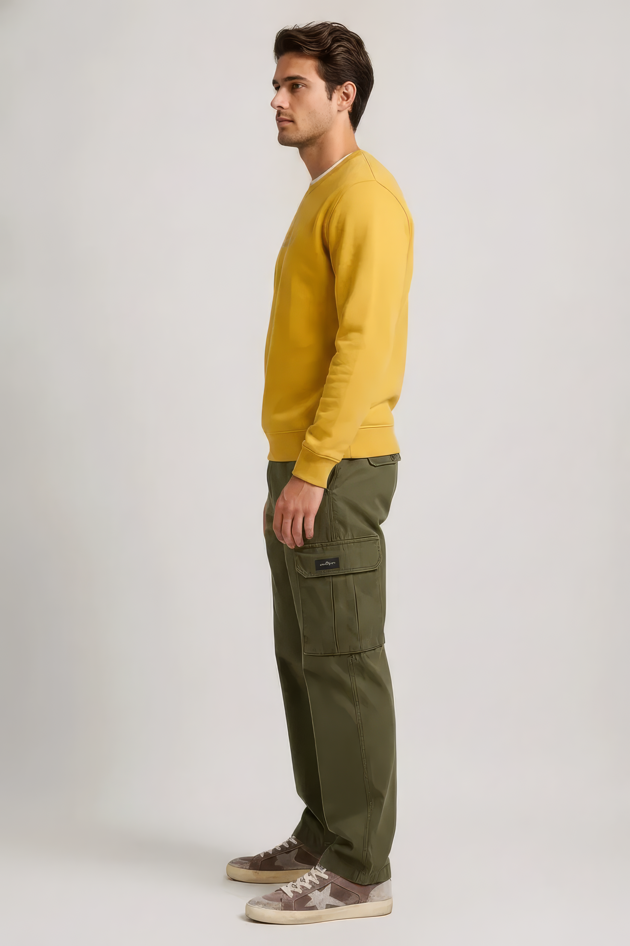 Men’s Premium Mustard Crew Neck Cotton Fleece Sweatshirt