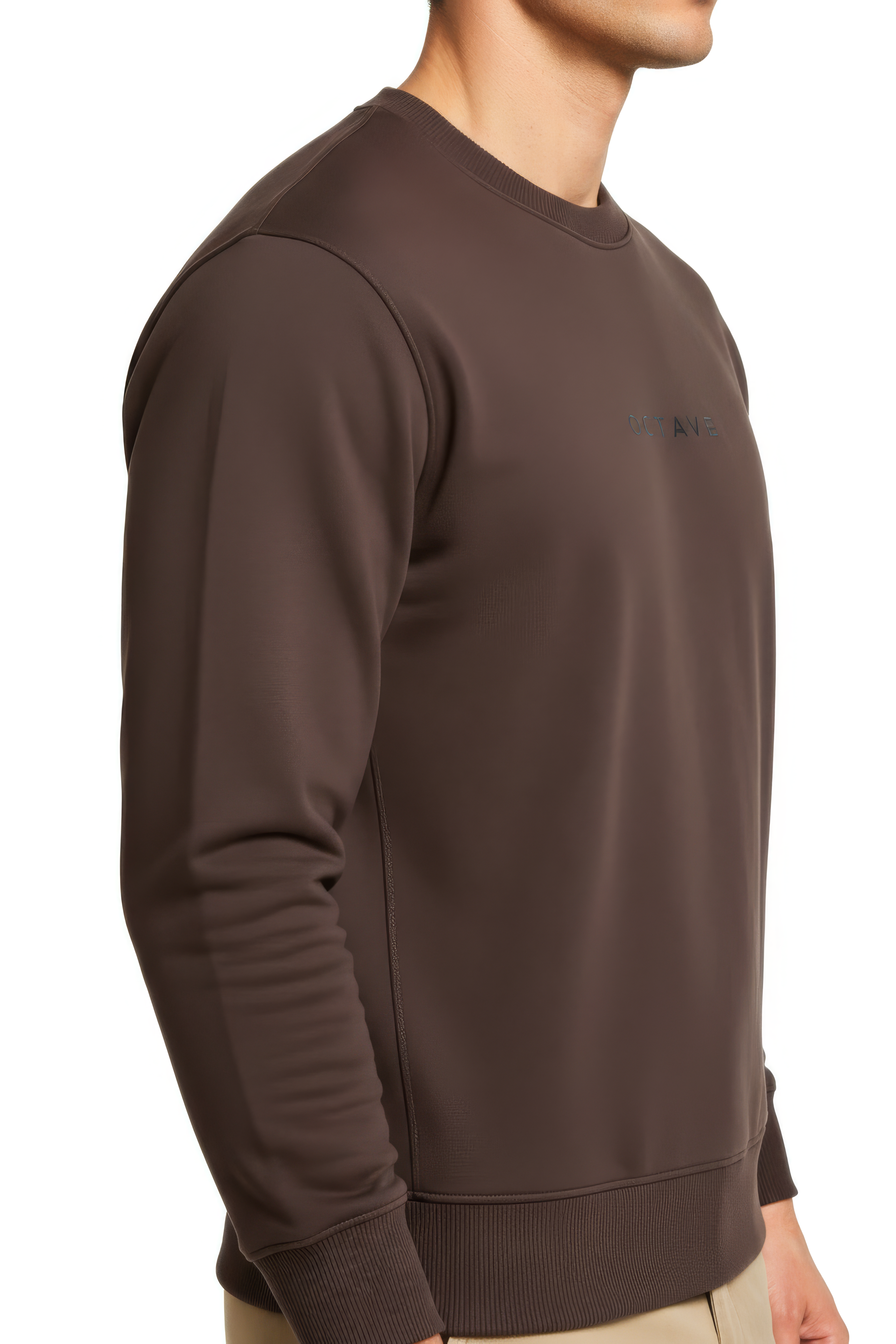 Men’s Premium Espresso Crew Neck Cotton Fleece Sweatshirt