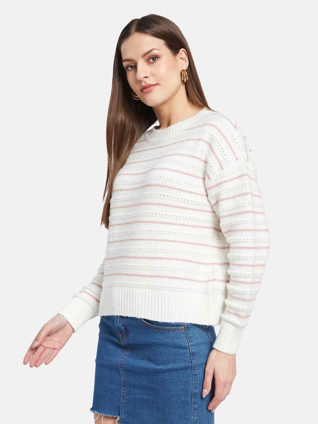 METTLE Women Striped Pullover
