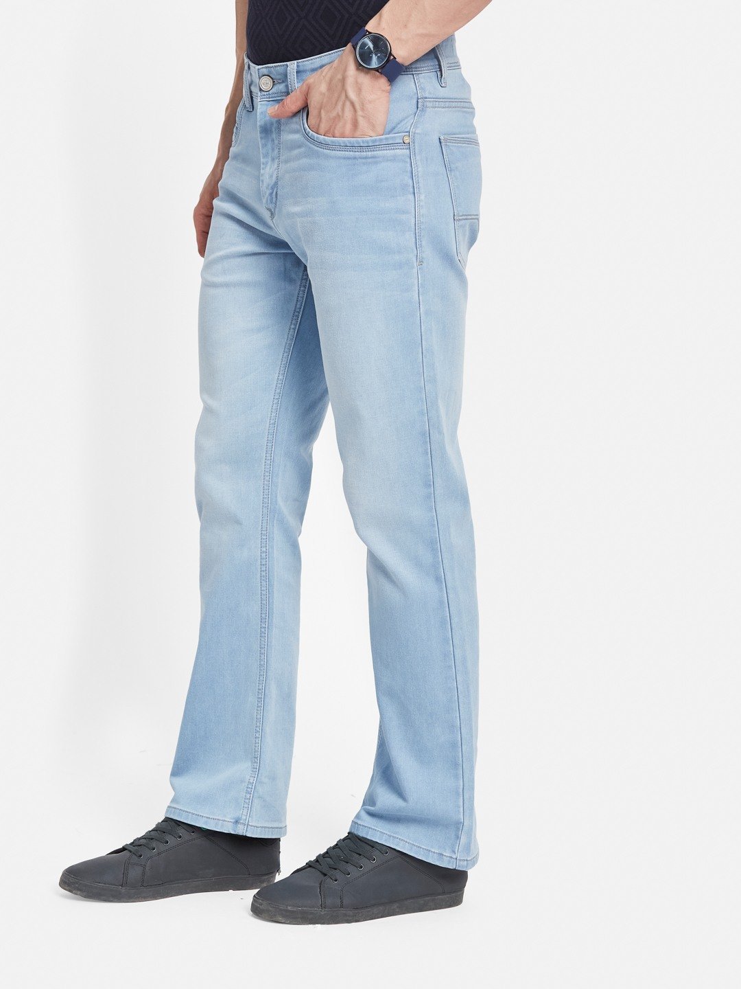 Octave Men Bootcut Light Fade Low-Rise Cotton Stretchable Jeans