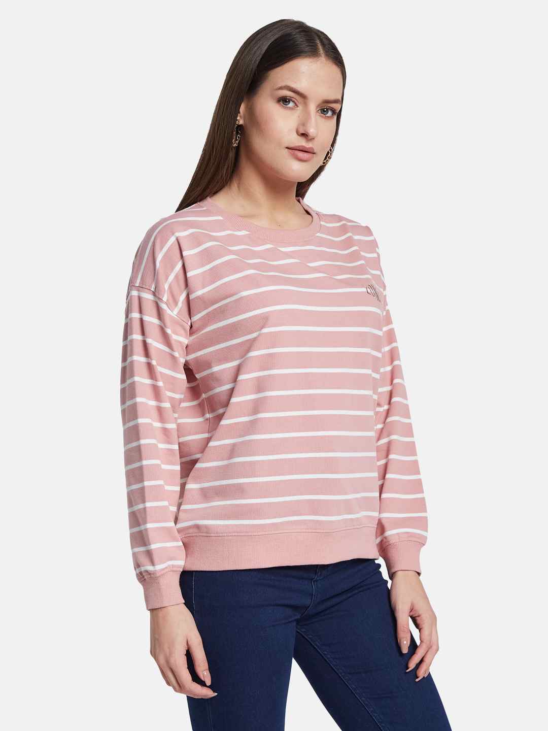 METTLE Women Striped Sweatshirt