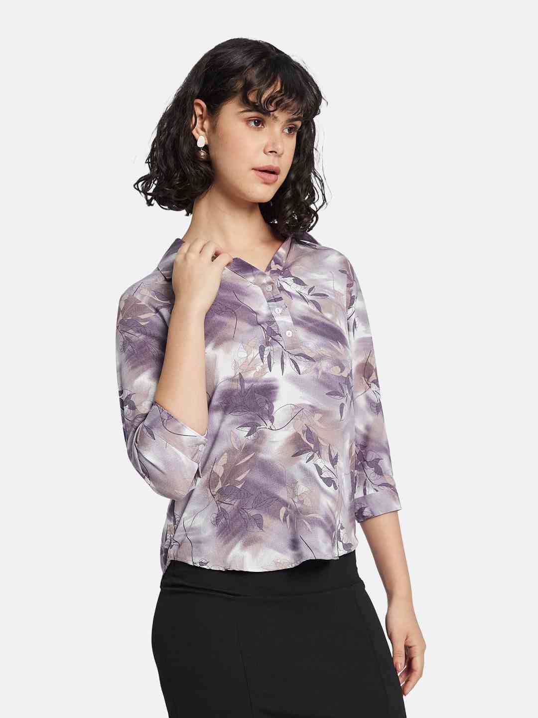 METTLE Floral Print Cotton Shirt Style Top