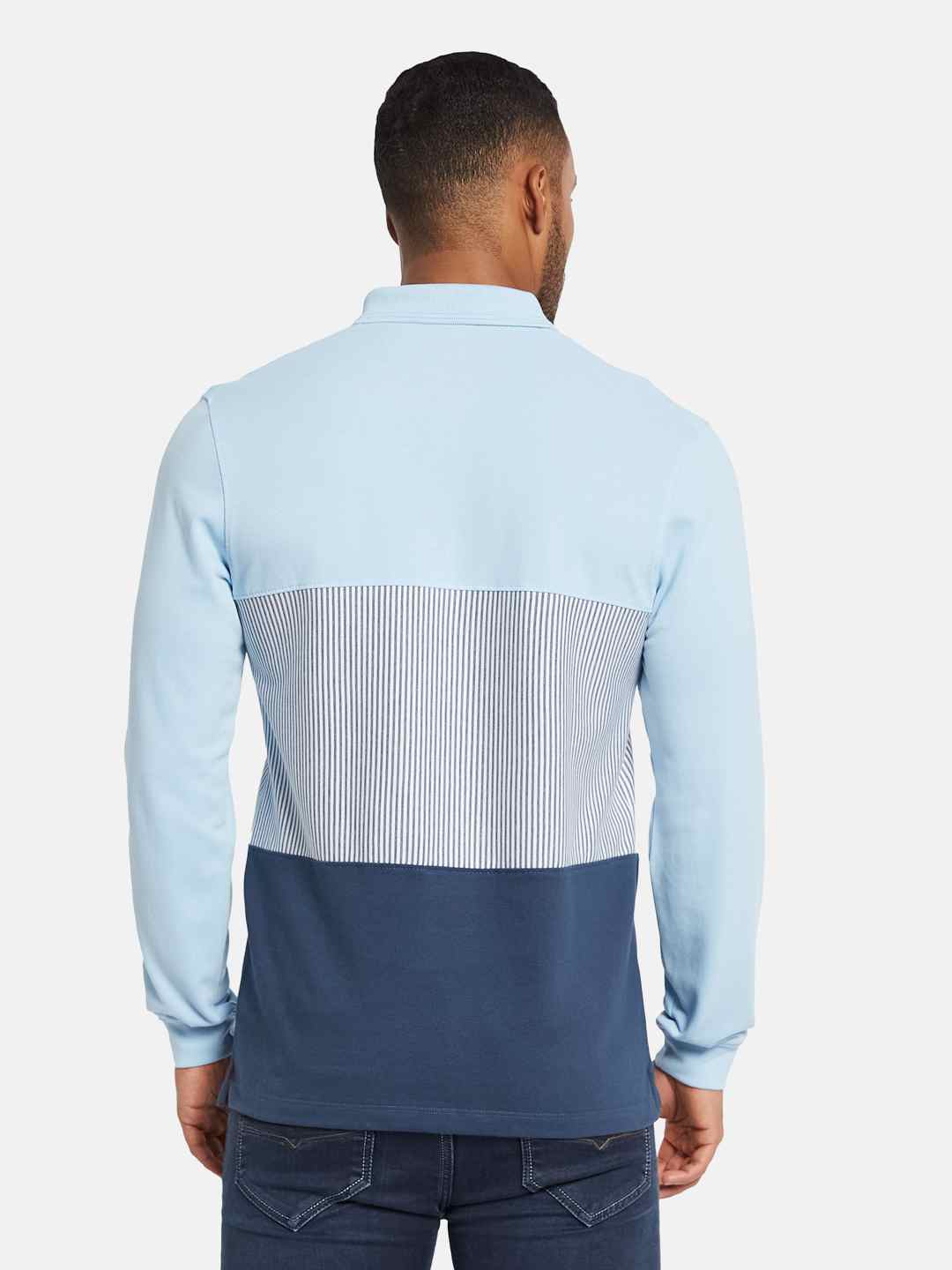 METTLE Men Colourblocked Polo Collar T-shirt