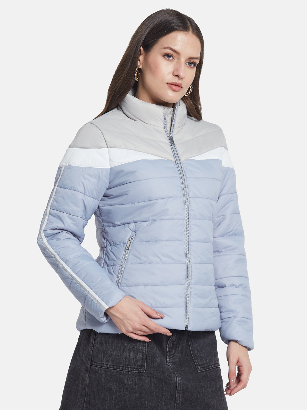 METTLE Women Colourblocked Padded Jacket