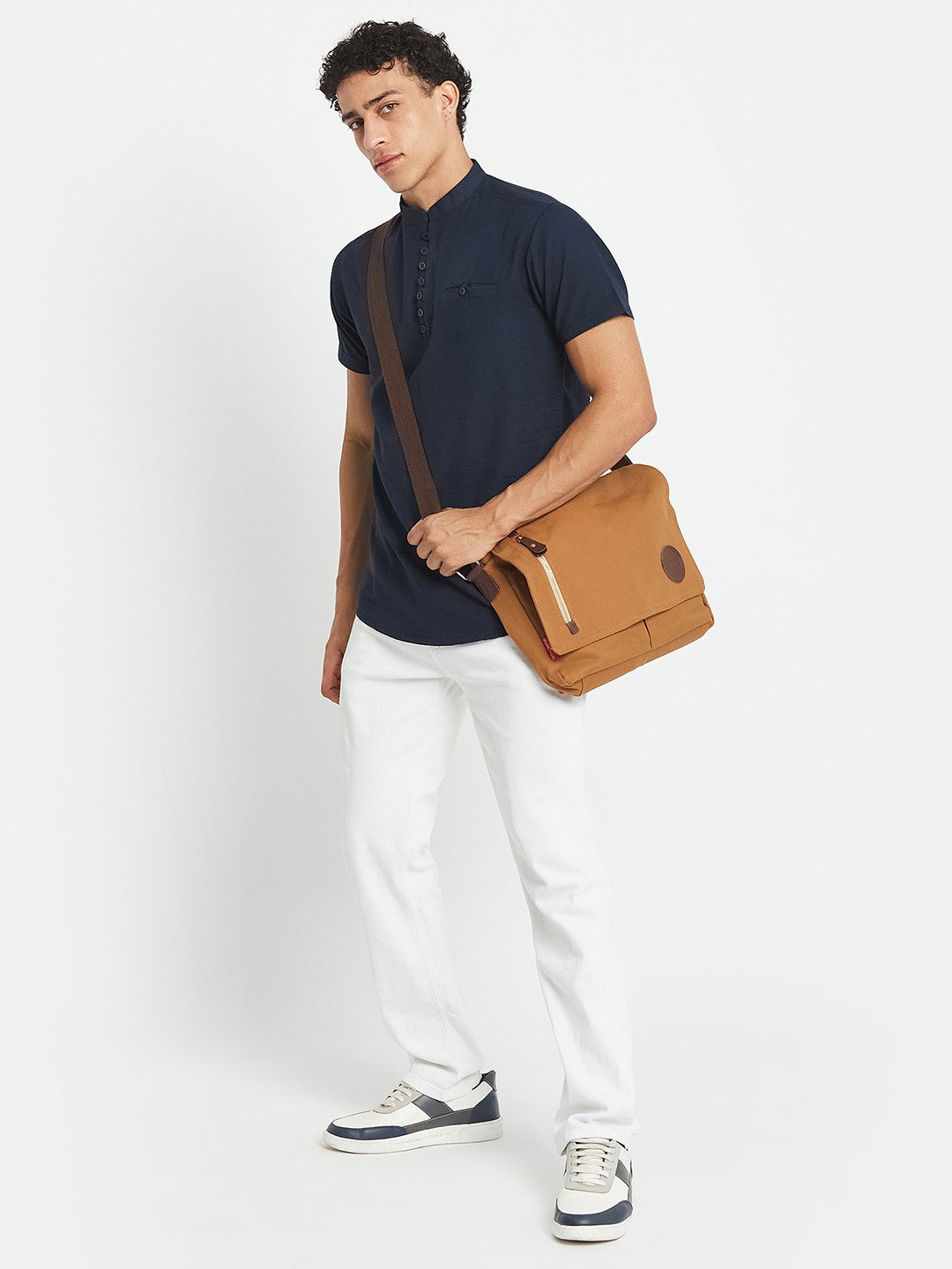 METTLE SS25 Cotton Mandarin Collar Casual Shirt