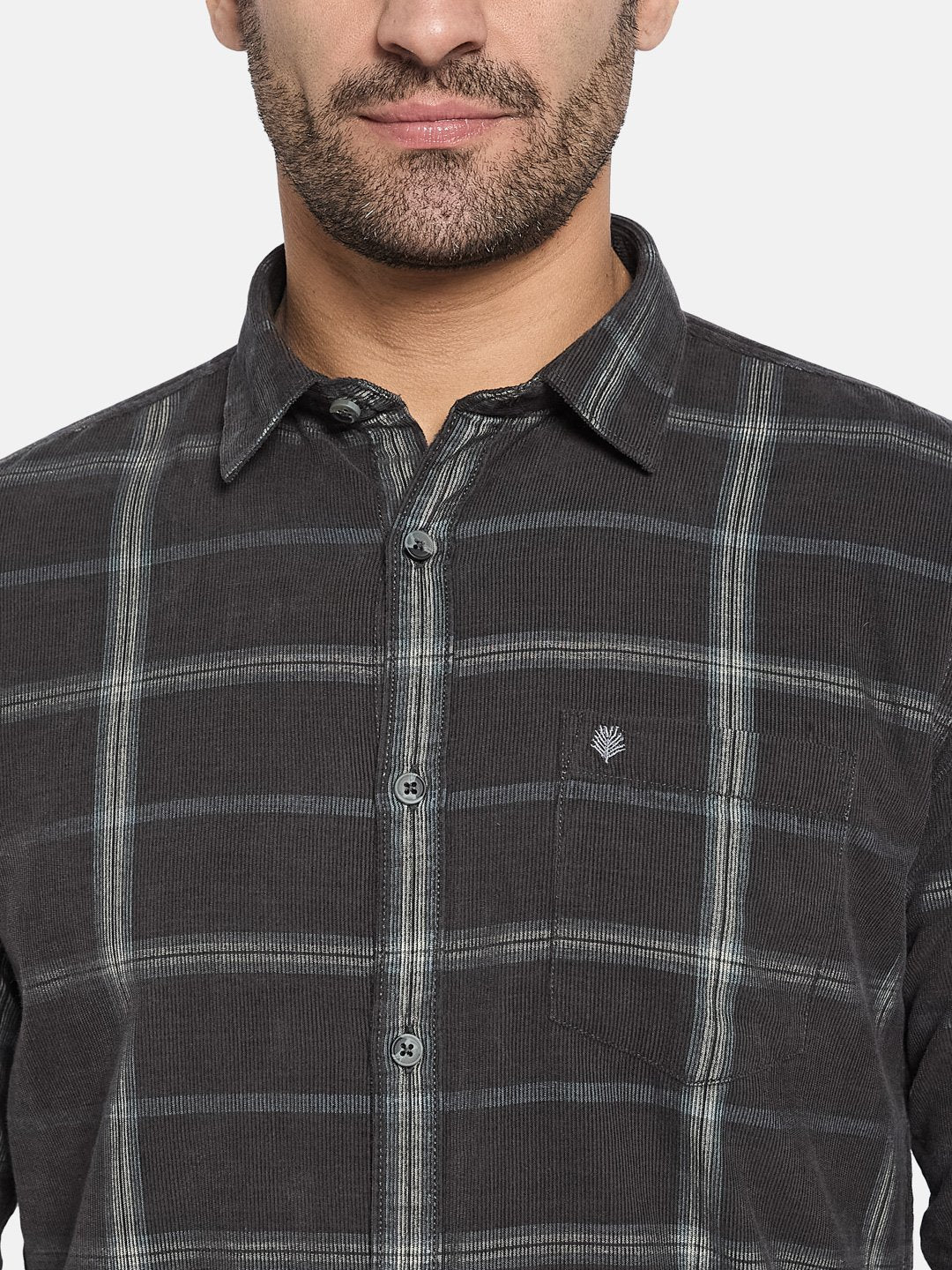 METTLE Men Spread Collar Checked Cotton Casual Shirt