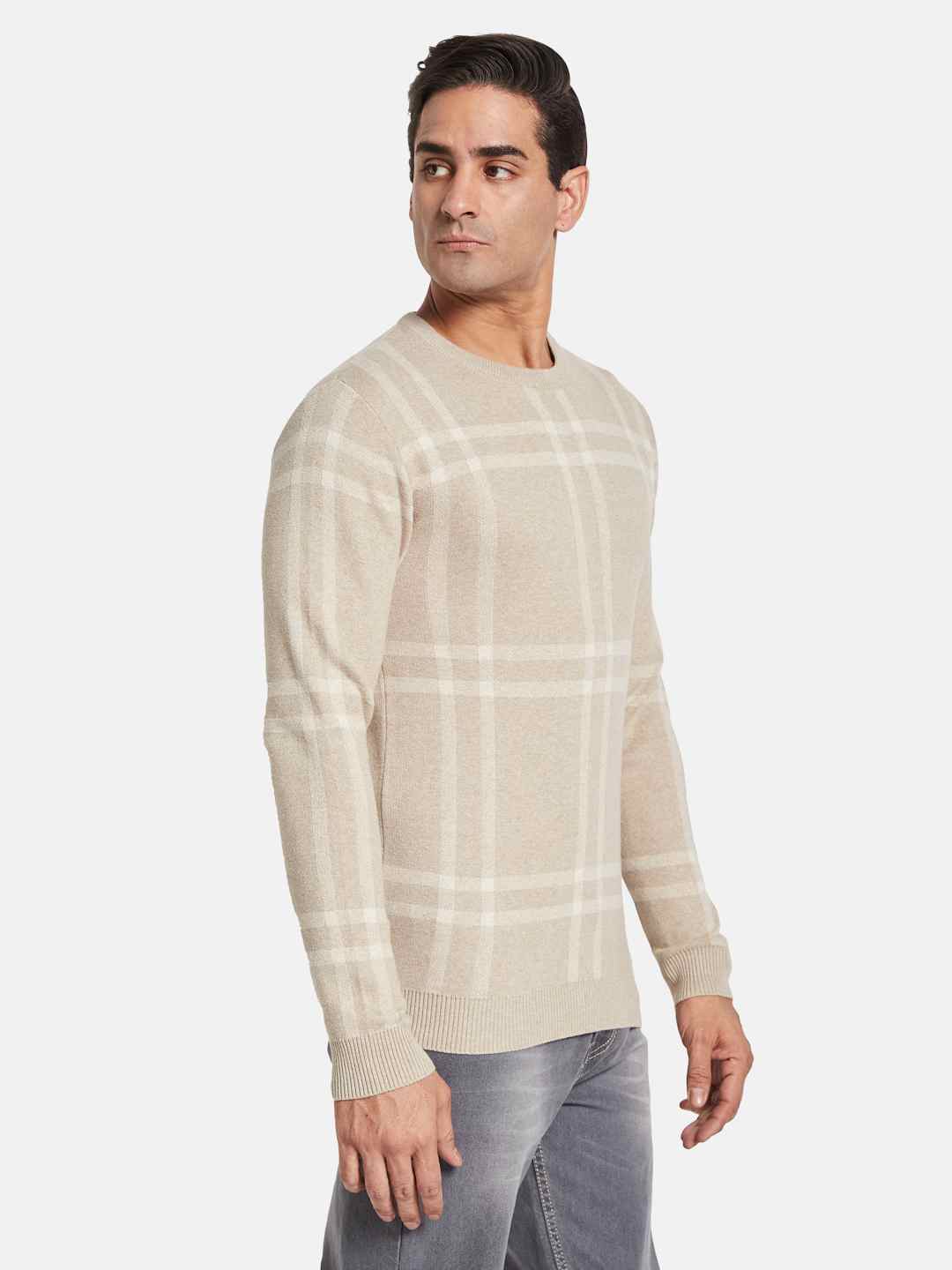 METTLE Men Checked Pullover
