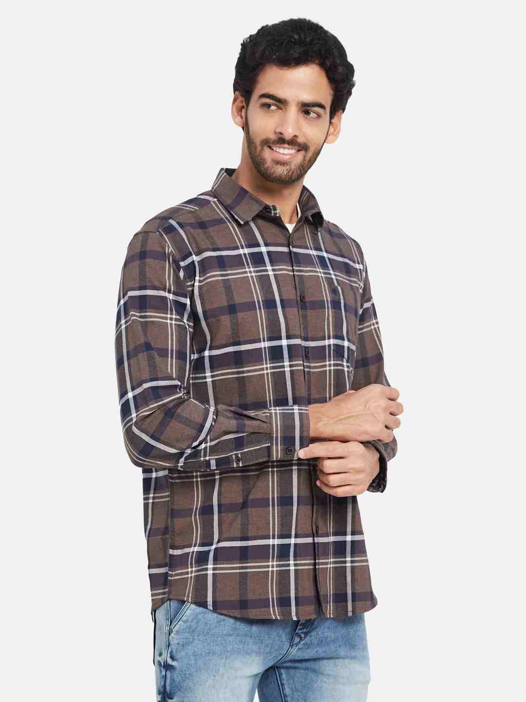 Mettle Tartan Checked Cotton Casual Shirt