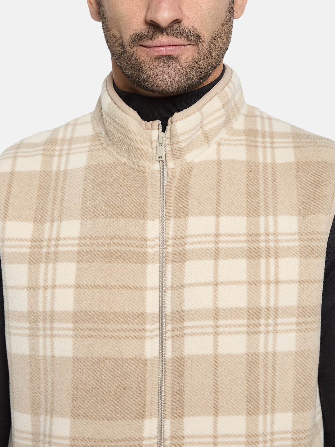 Octave Men Checked Front-Open Sweatshirt