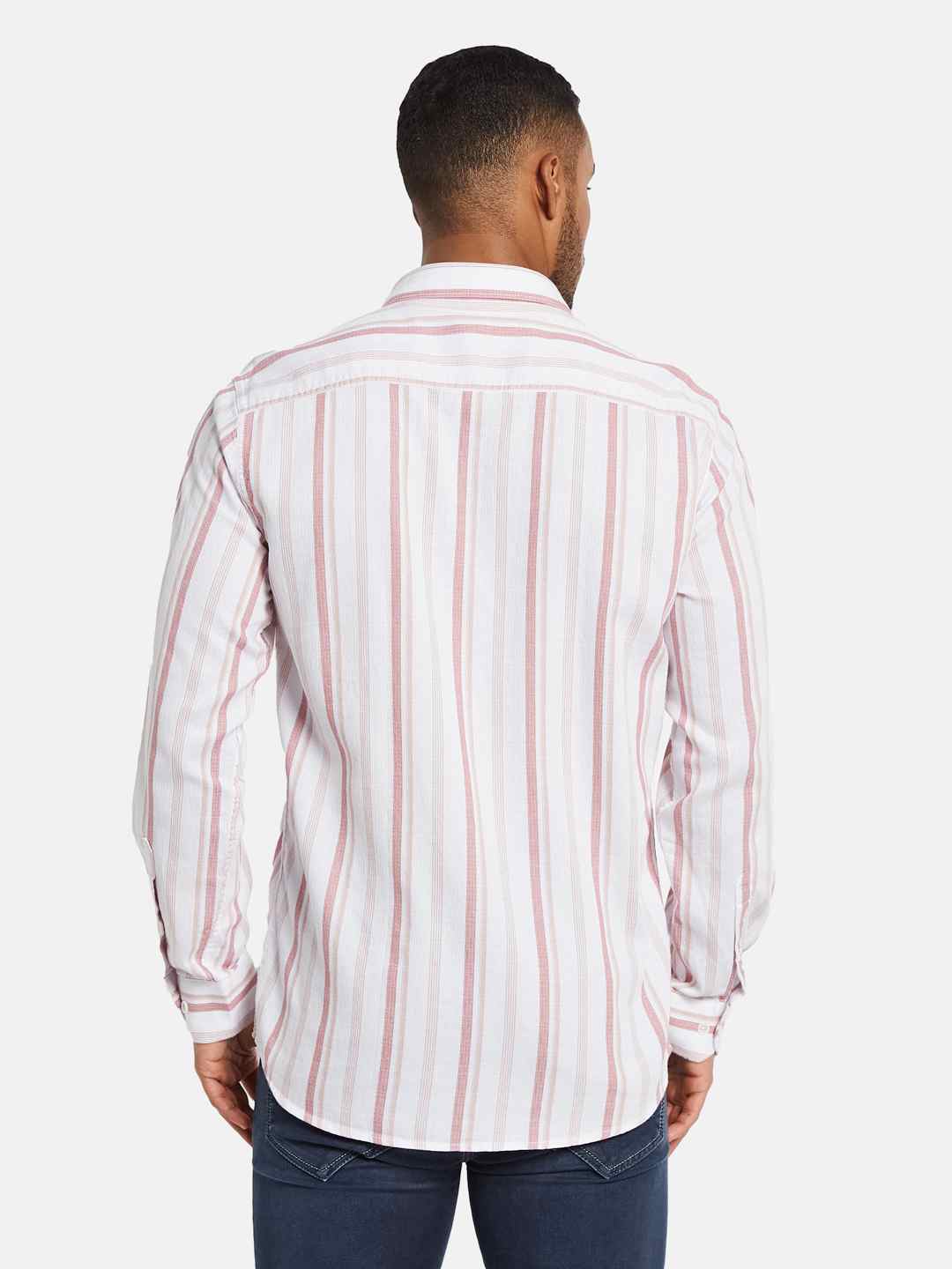 METTLE Men Multi Stripes Opaque Striped Casual Shirt