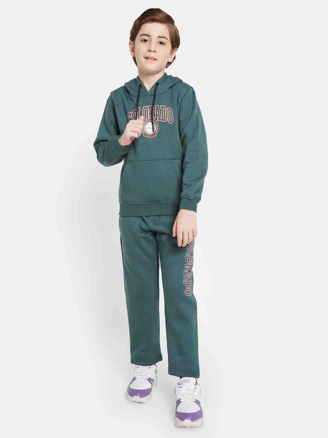 Octave Boys Typography Printed Hooded Tracksuits