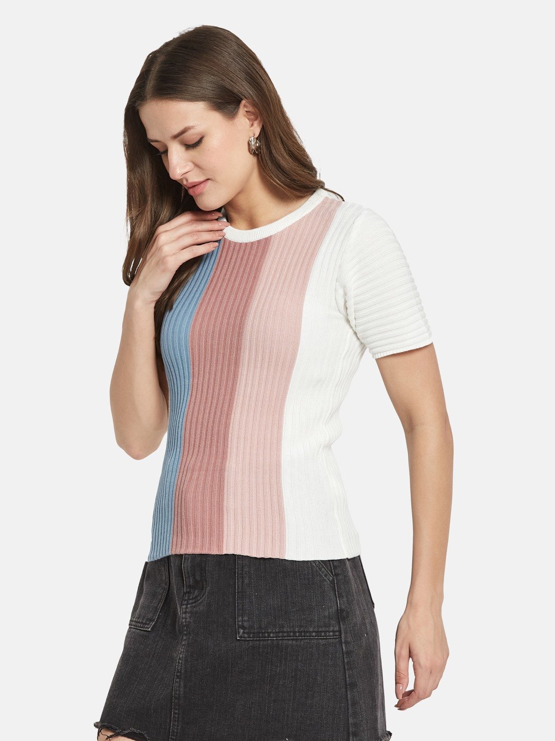 METTLE Women Striped T-shirt