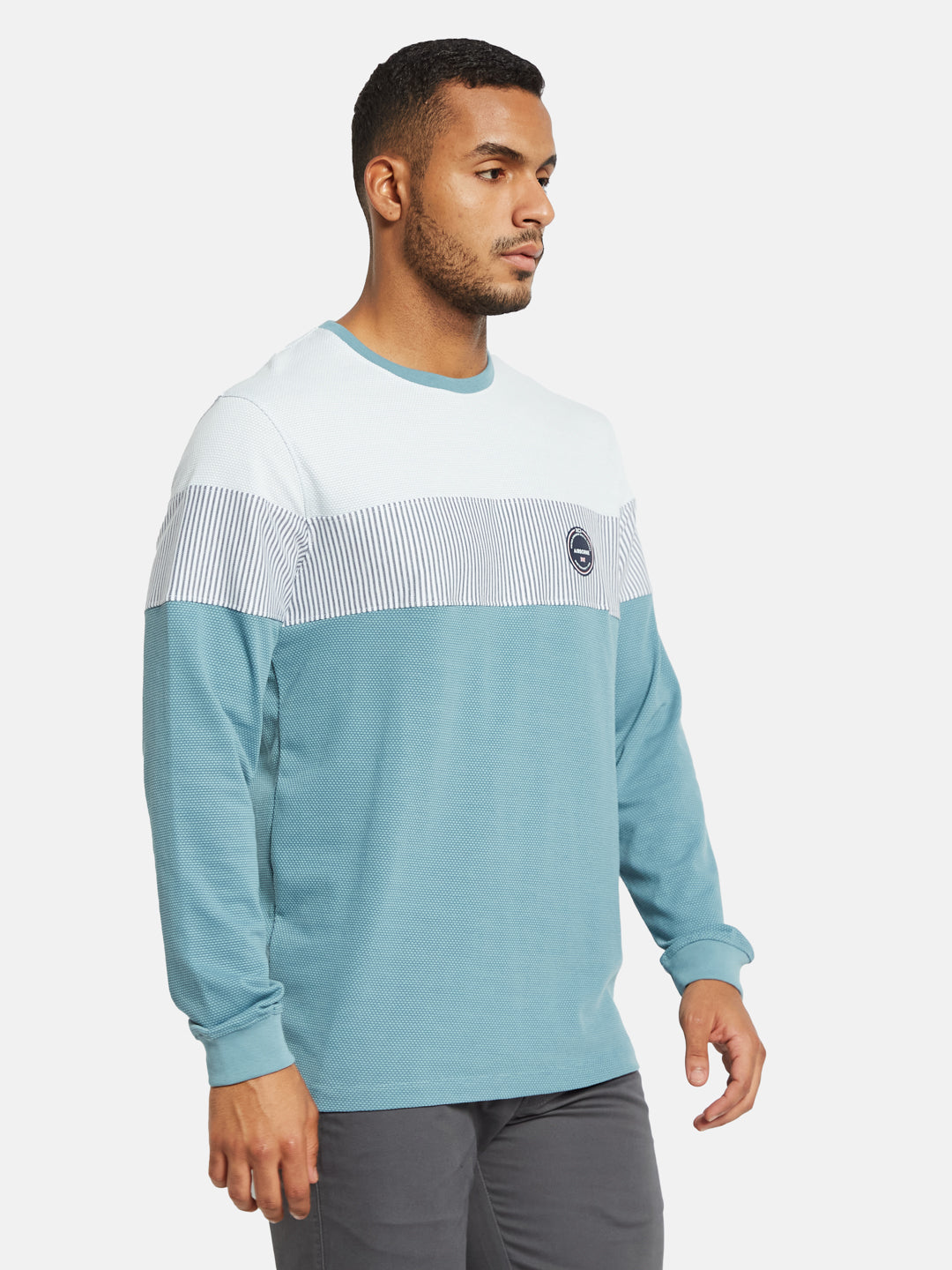 METTLE Men Colourblocked Applique T-shirt