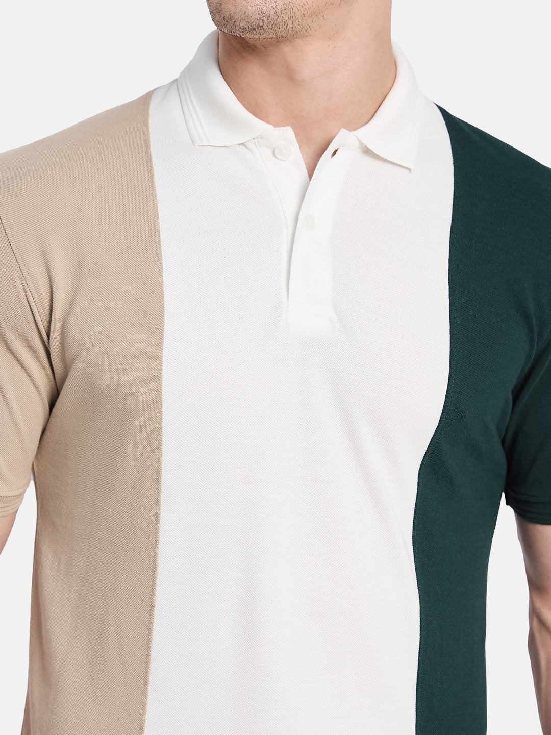 Octave Men Colourblocked Polo Collar T-shirt
