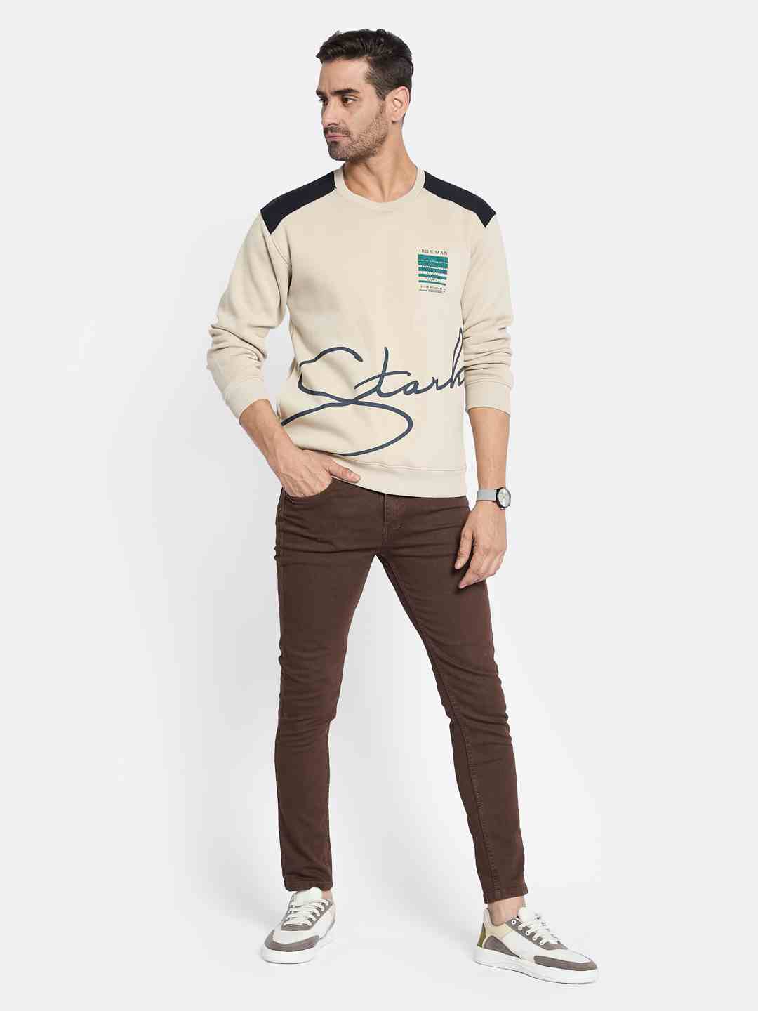 Octave Men Colourblocked Pullover Sweatshirt