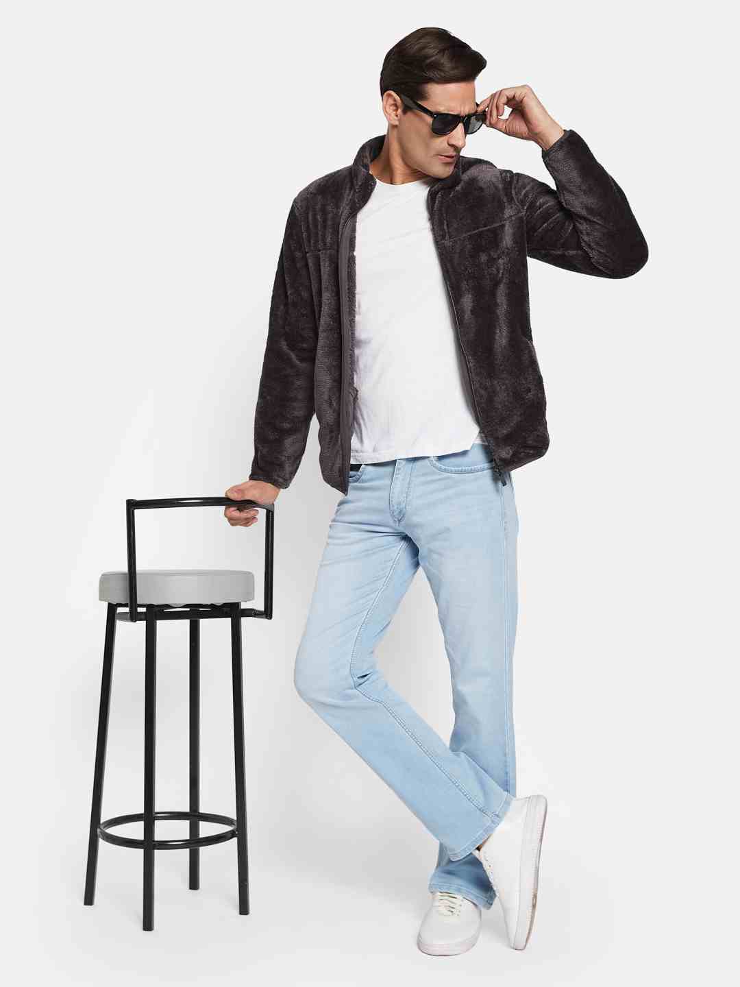 Octave Men Solid Mandarin Collar Sweatshirt