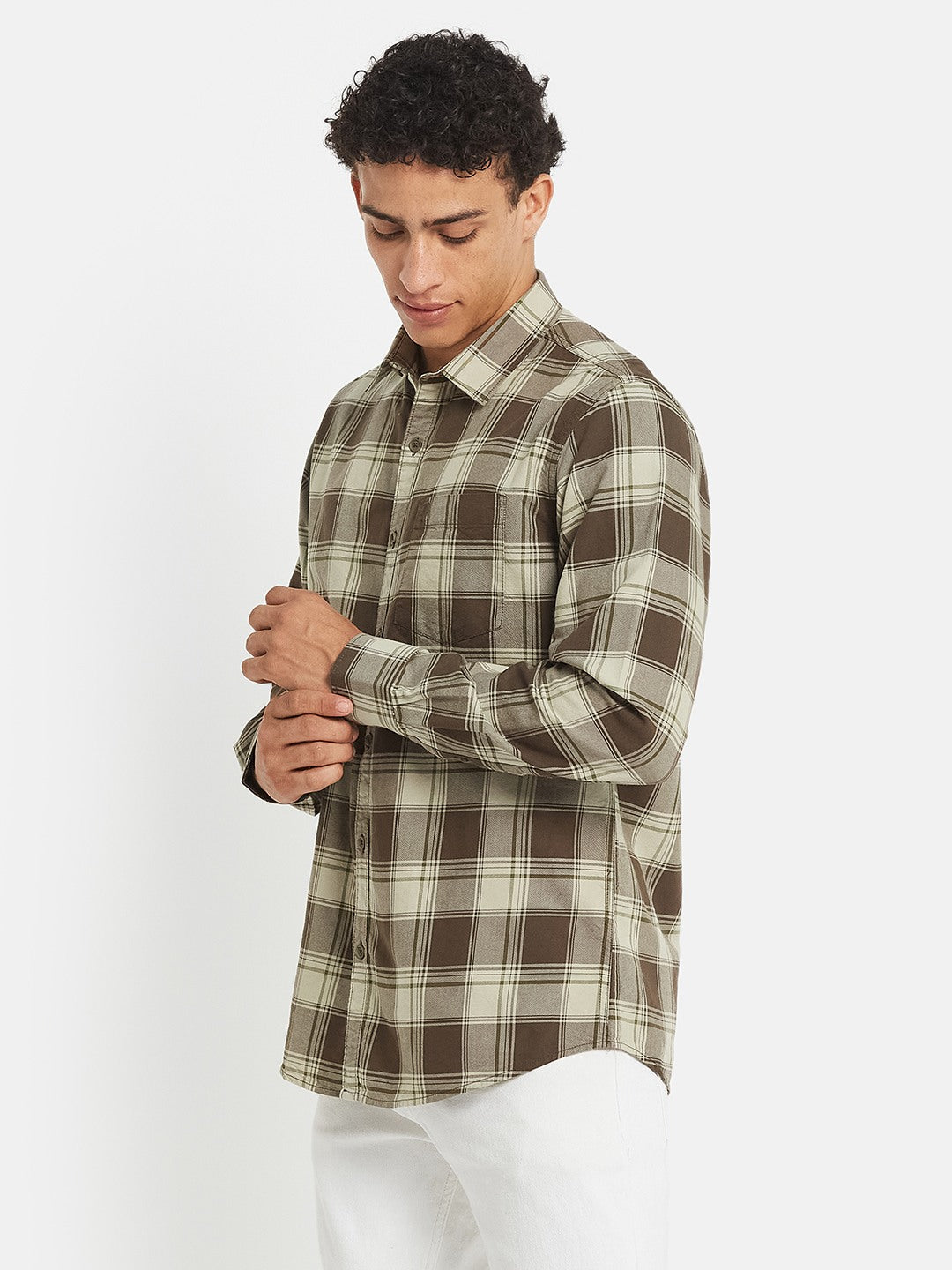 METTLE SS25 Striped Cotton Spread Collar Casual Shirt