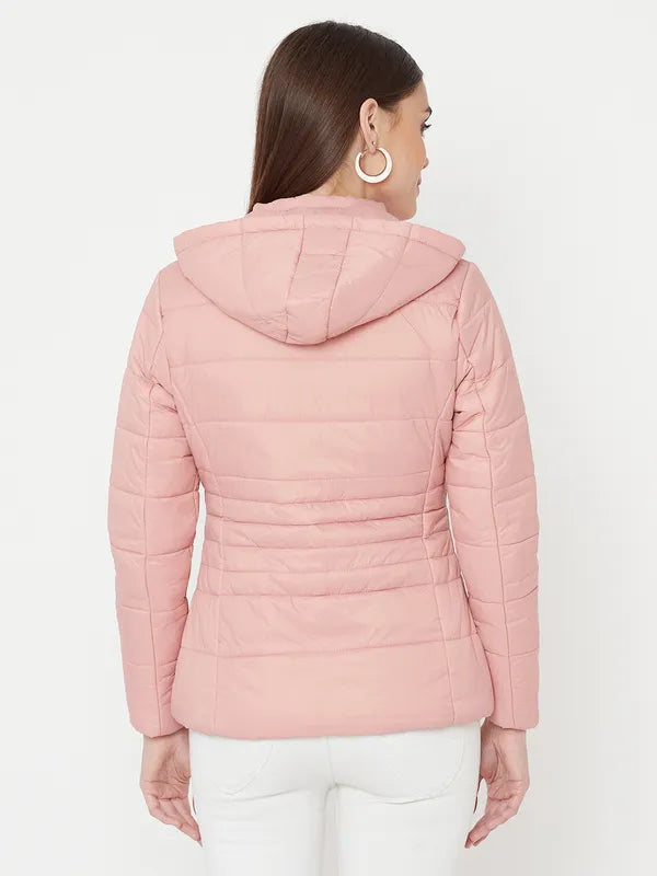 Mettle Women Pink Full Sleeve Puffer Jacket