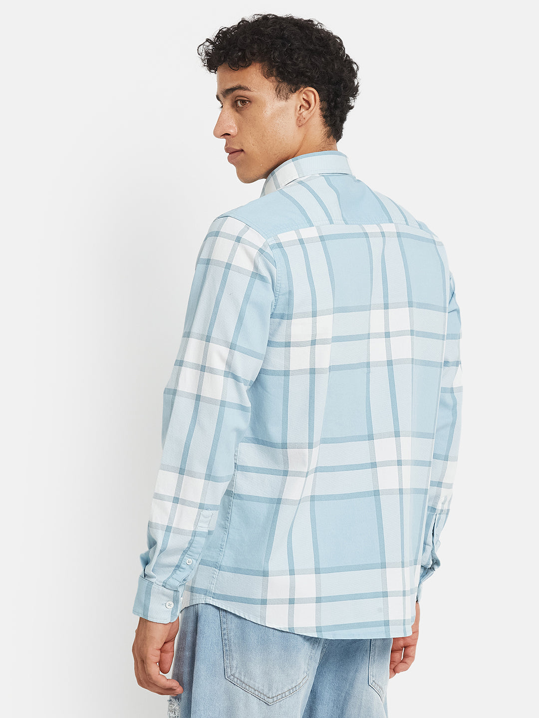 METTLE SS25 Striped Cotton Spread Collar Casual Shirt