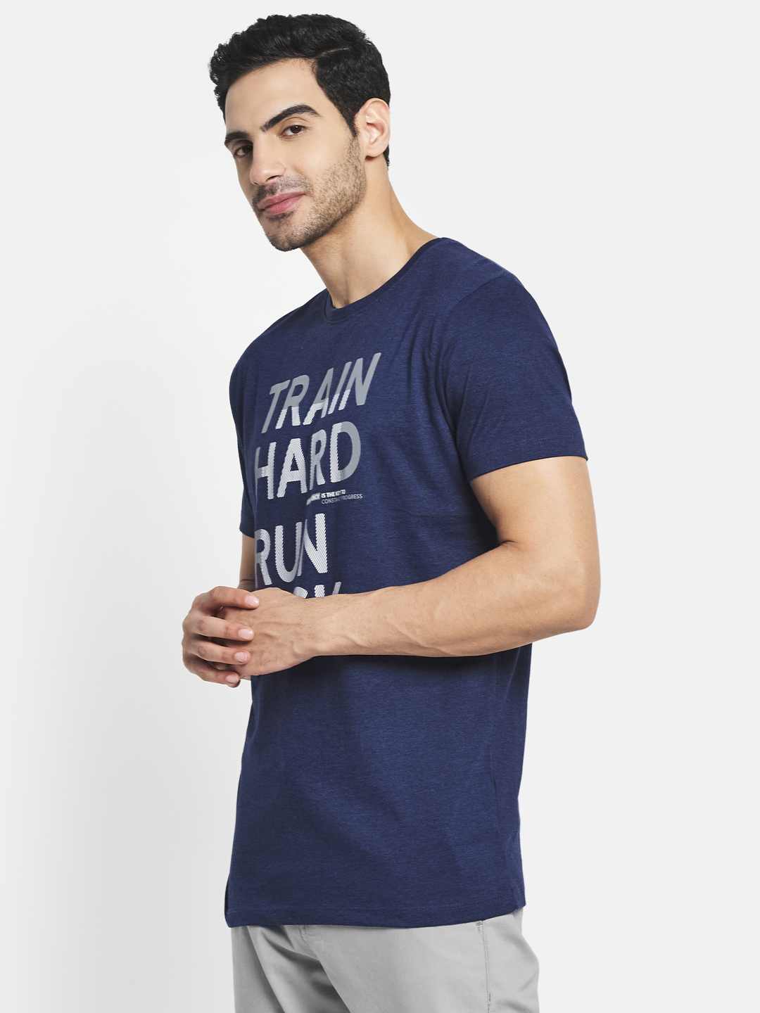 Octave Men Blue Typography Printed T-Shirt