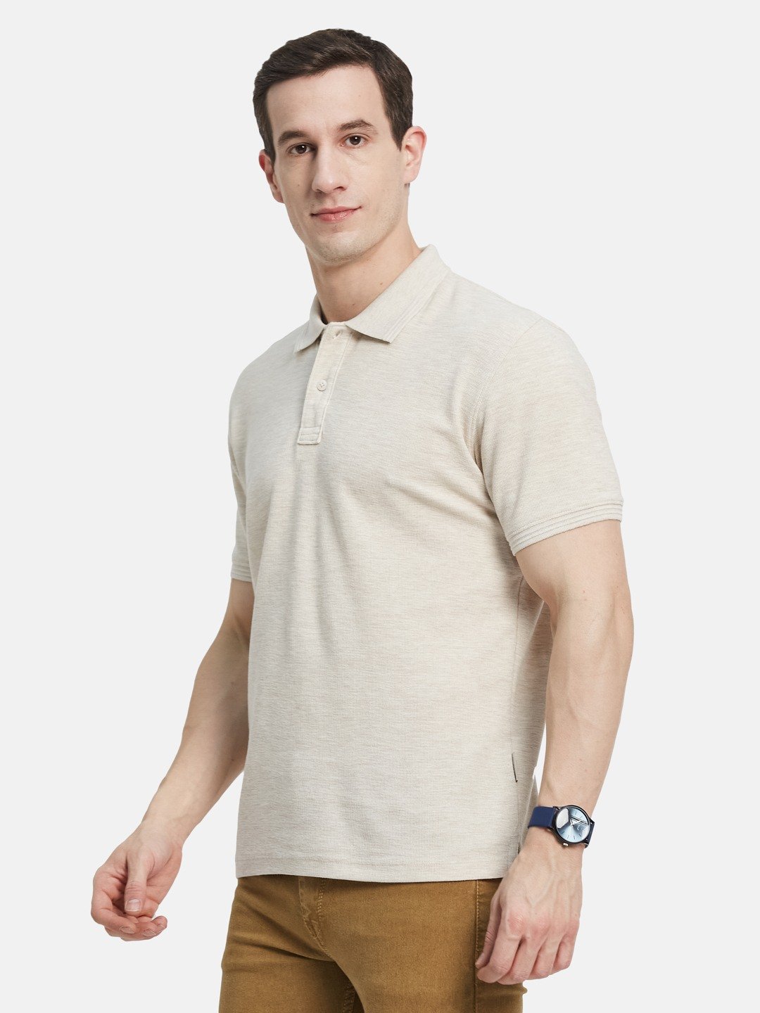 Octave Men Solid Polo Collar Cotton T-shirt