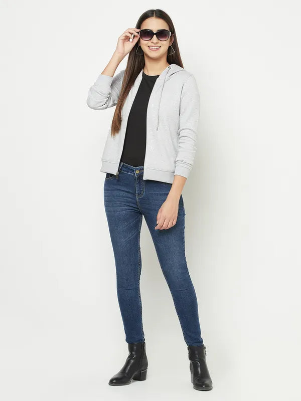 Women Grey Melange Sweatshirts