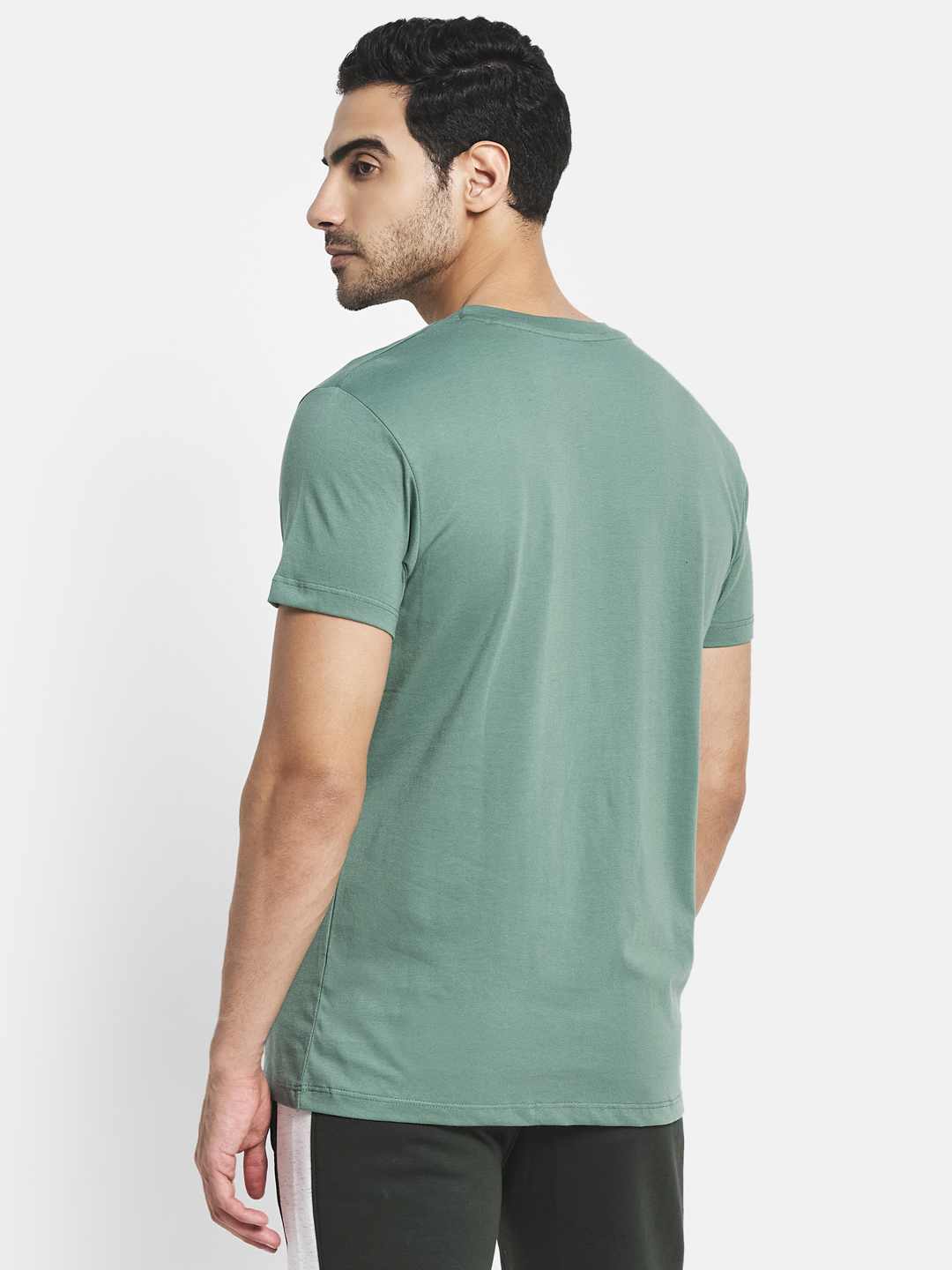 Octave Men Olive Green Typography Printed Raw Edge T-Shirt