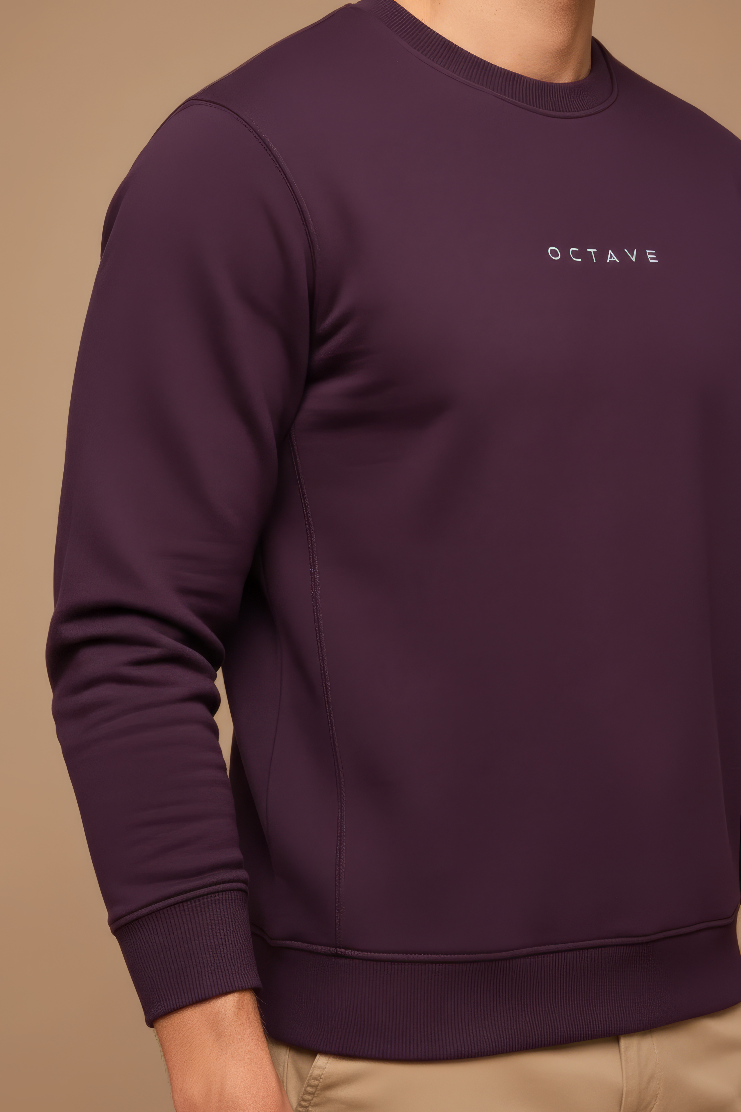 Men’s Premium Wine Crew Neck Cotton Fleece Sweatshirt