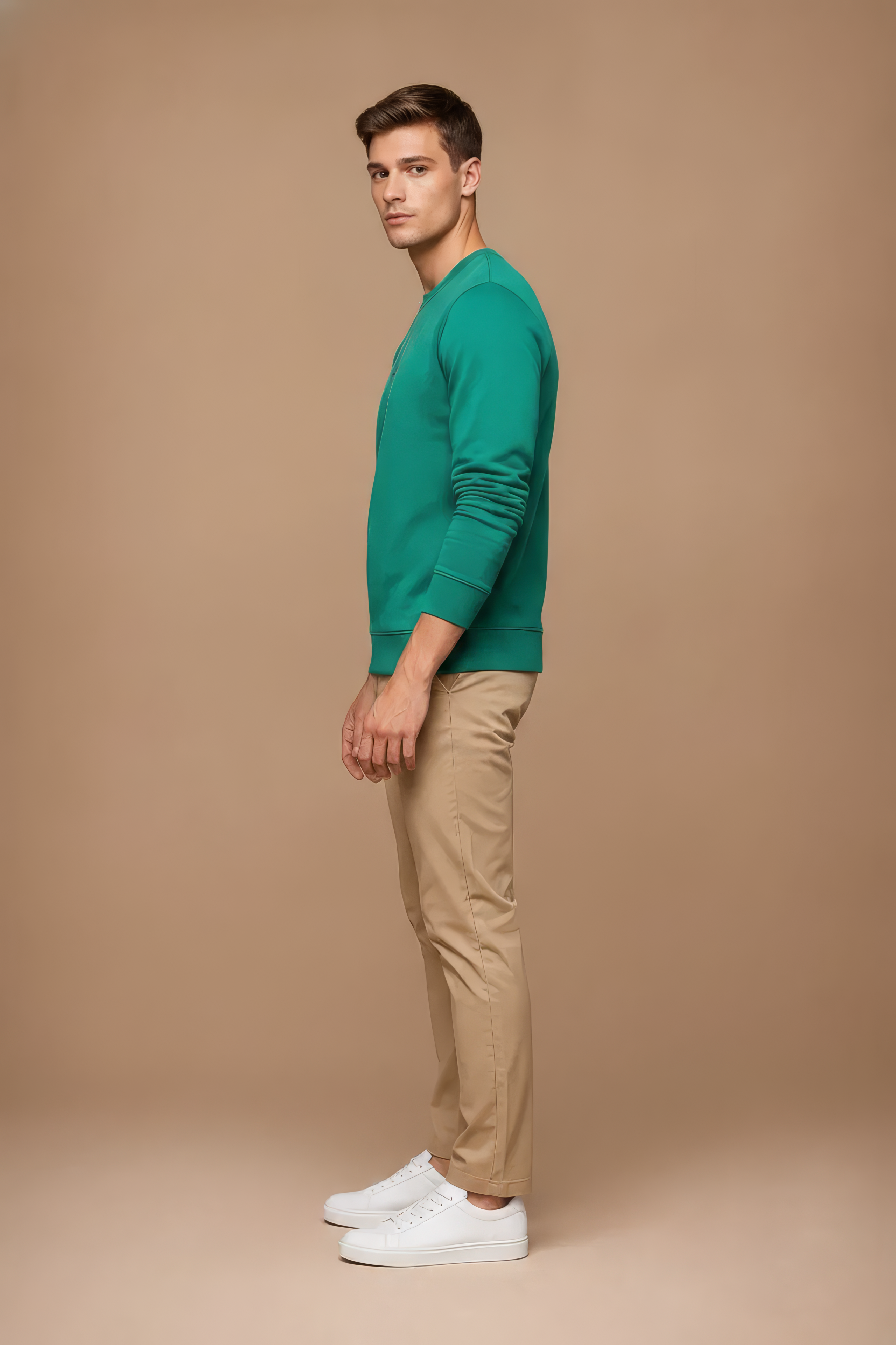 Men’s Premium Green Crew Neck Cotton Fleece Sweatshirt
