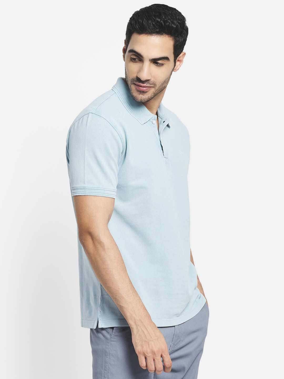 Octave Men Blue  Wan Blue Polo Collar T-Shirt