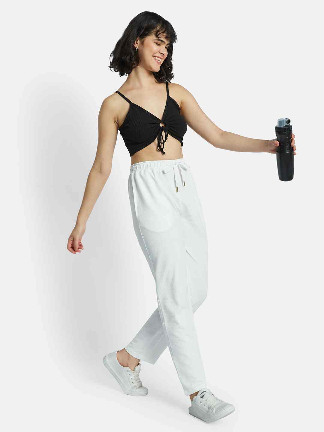 METTLE Women Textured Cotton Track Pants