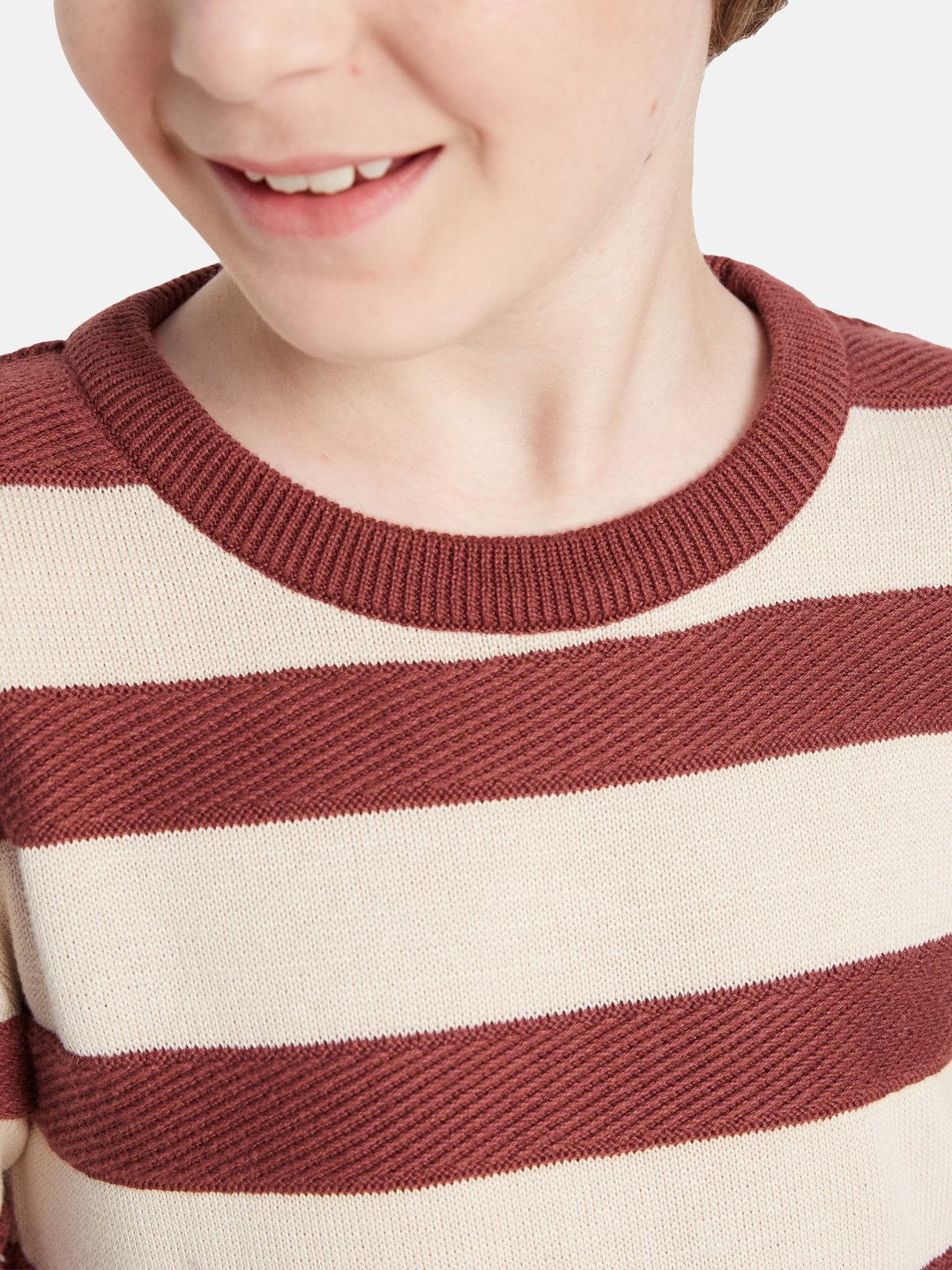 Octave Boys Striped Round Neck Cotton Pullover Sweater