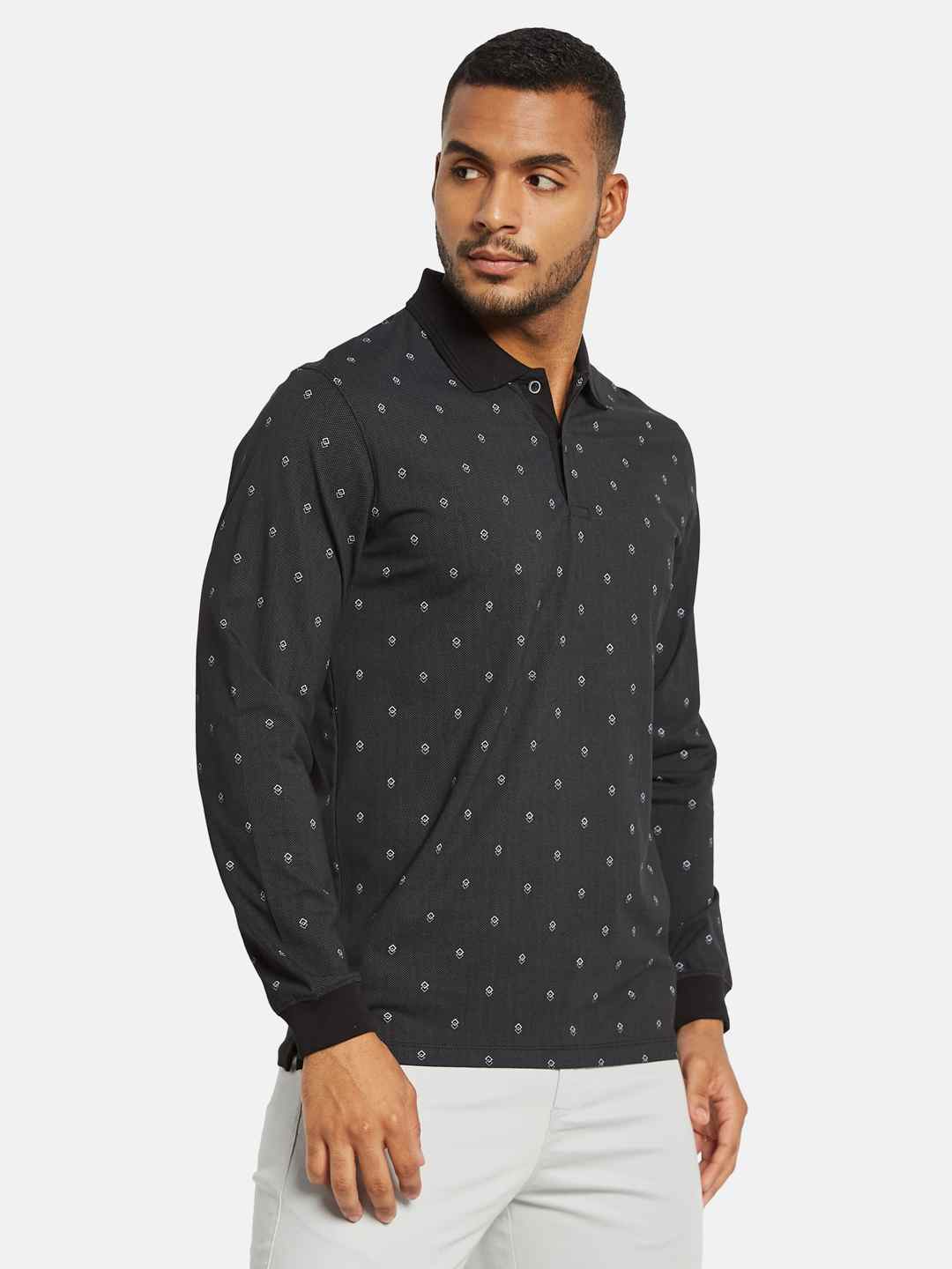 METTLE Men Printed Polo Collar T-shirt