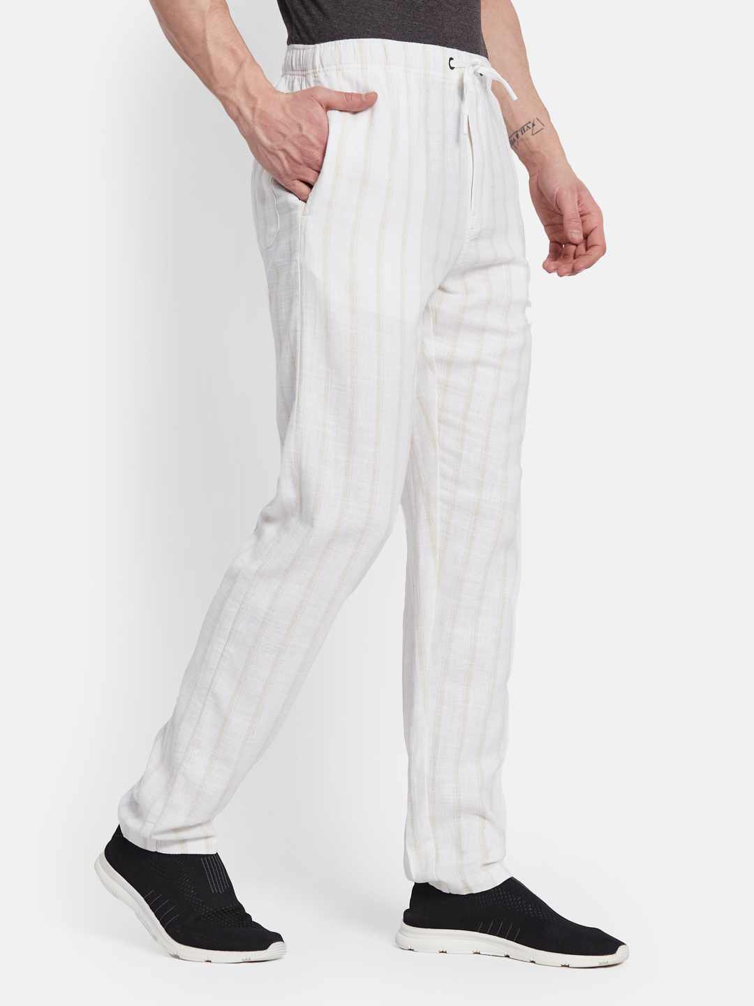 Octave Men Striped Cotton Track Pant