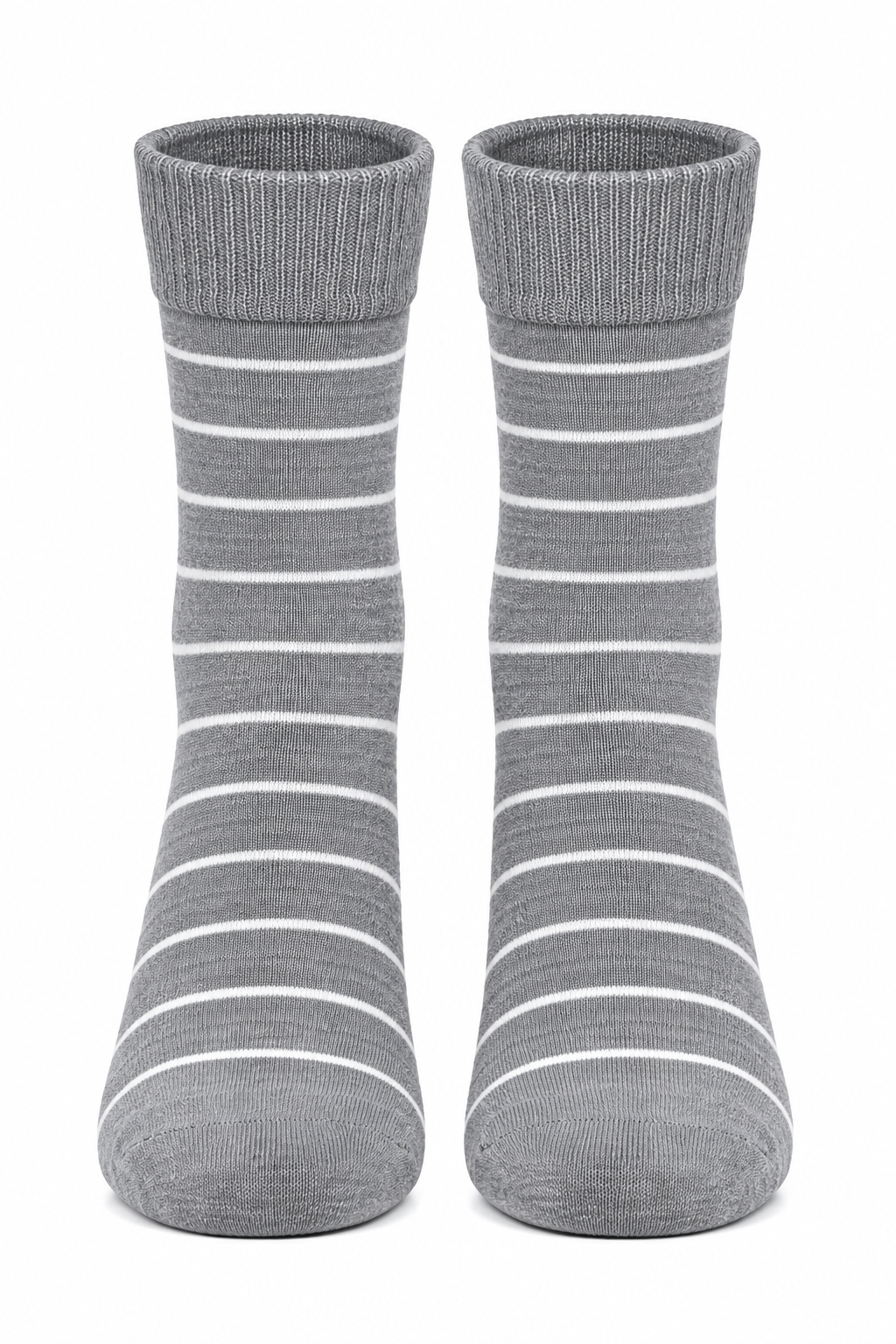 Men's Crew Length Grey Melange Striped Socks