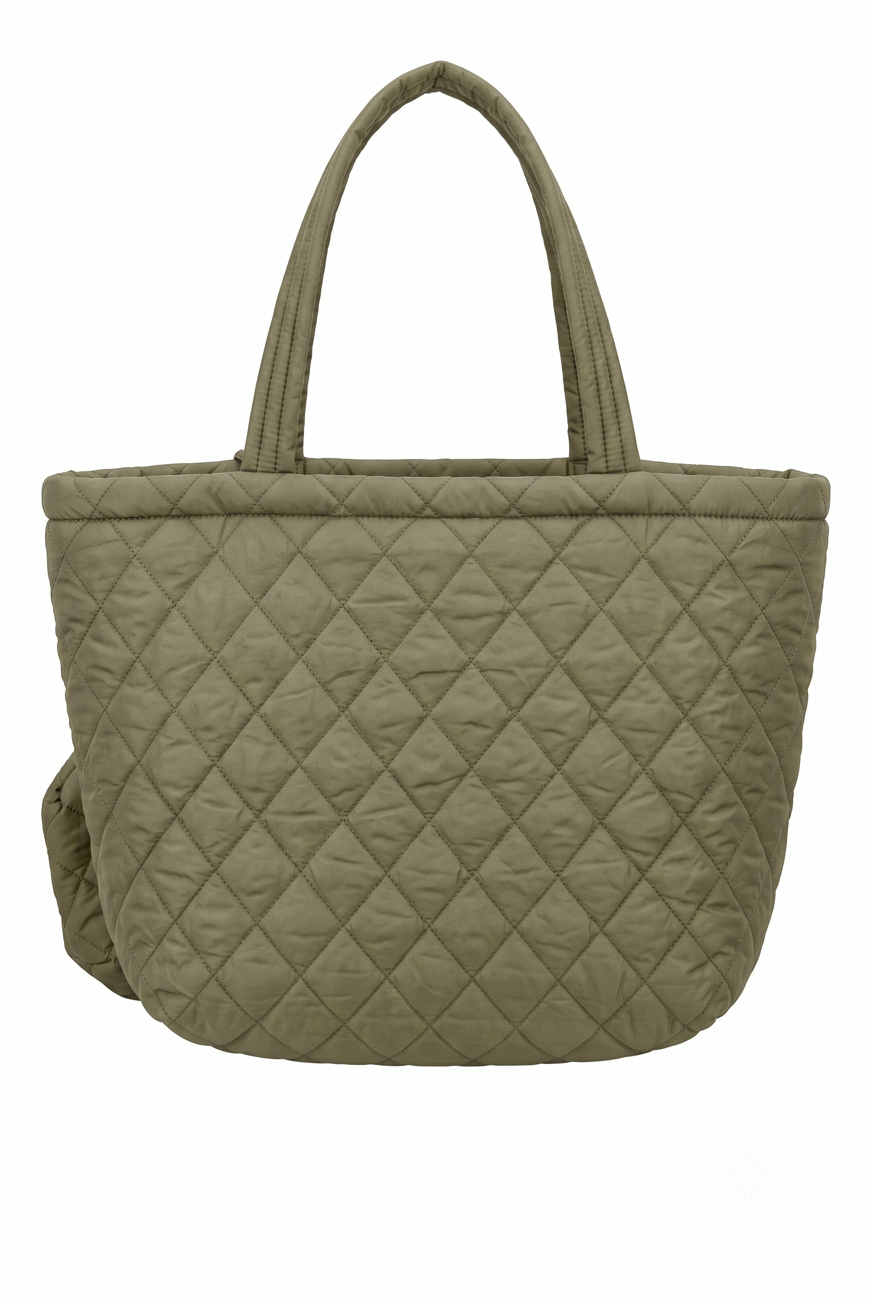 Women's Olive Green Quilted Tote Handbag with Pouch | Lightweight Shoulder Bag | Large Capacity Everyday Travel Tote