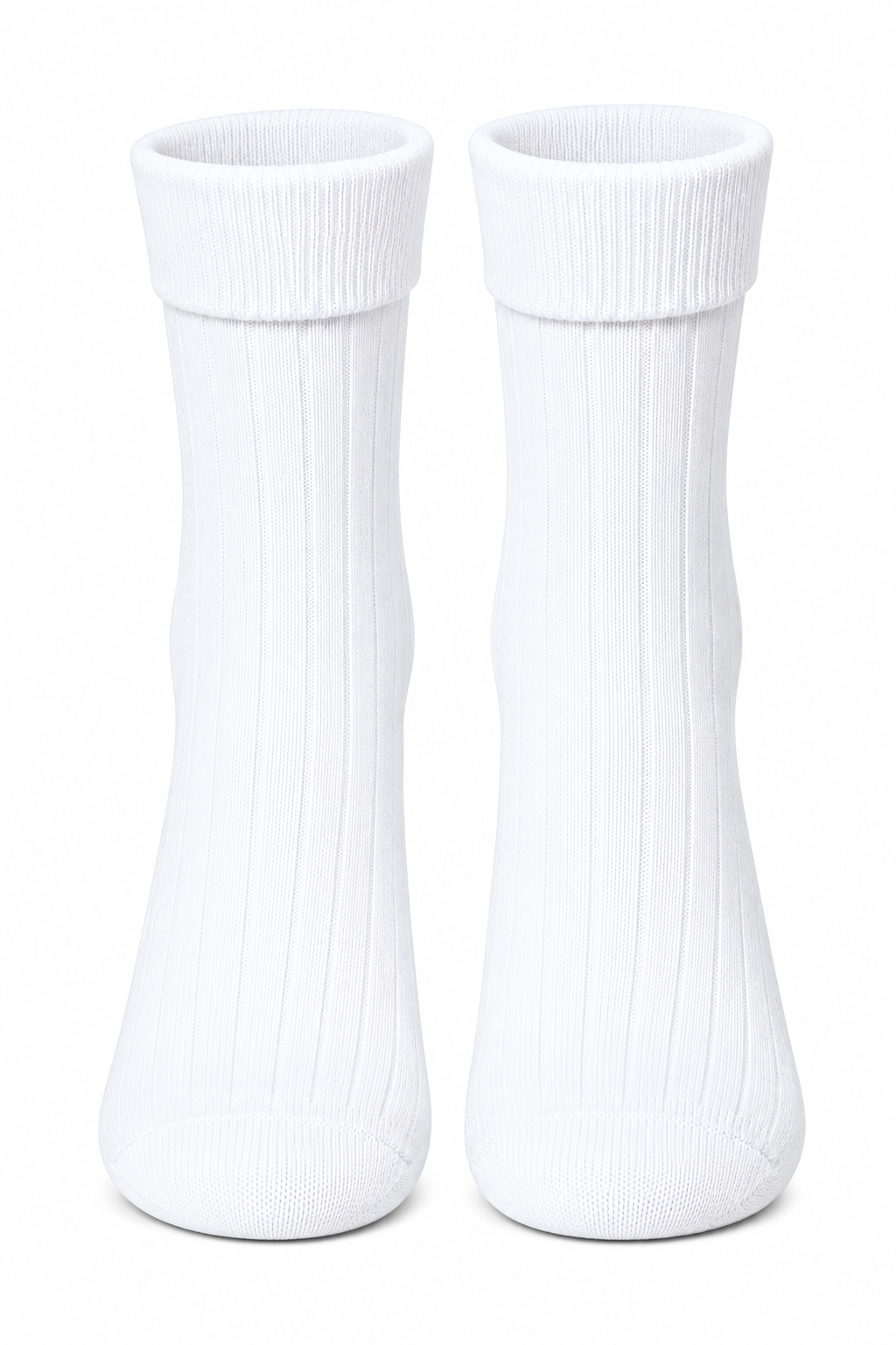 Men’s White Crew Length Ribbed Socks