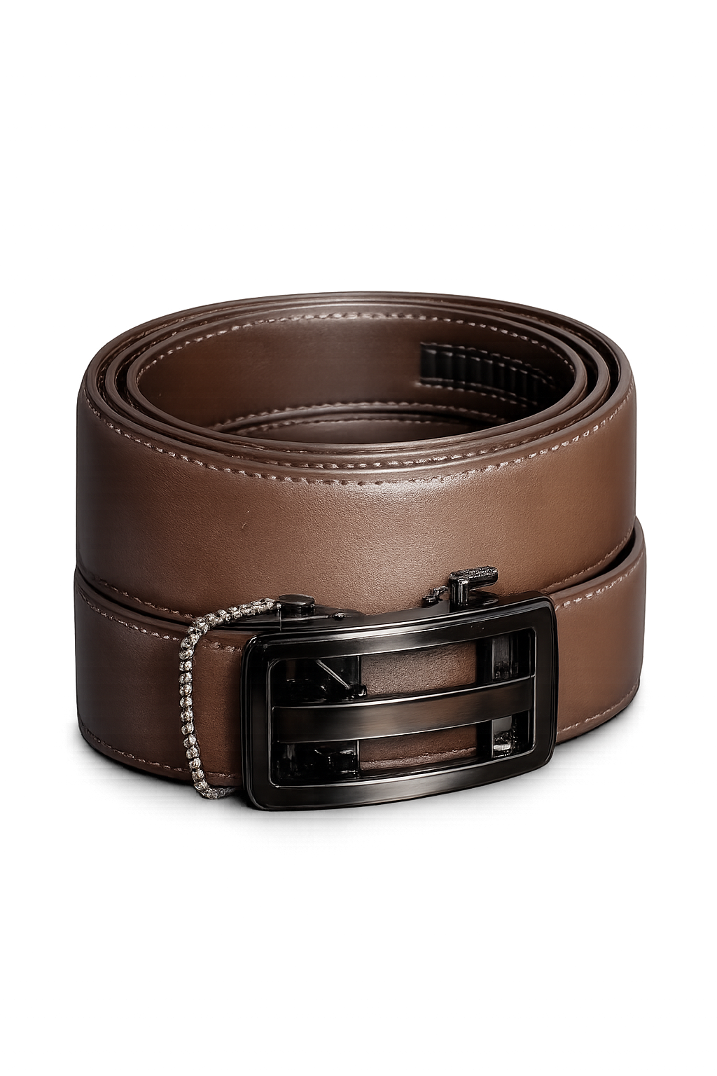 Men's Black Leather Belt with Glossy Black Buckle | Premium Formal & Casual Belt for Men