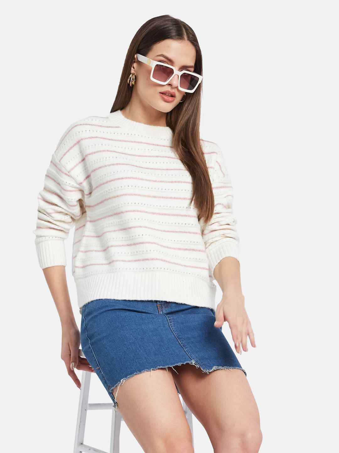 METTLE Women Striped Pullover