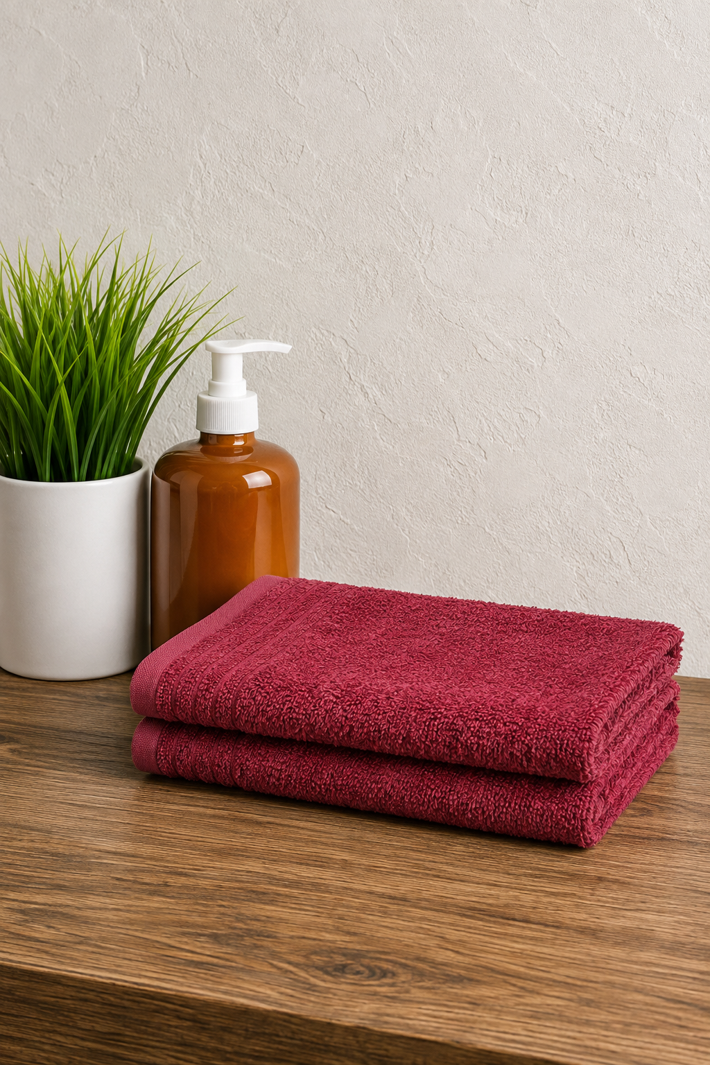 Raspberry Colour Hand Towels – Pack of 2, Soft & Absorbent Terry Towels, 40 × 60 cm