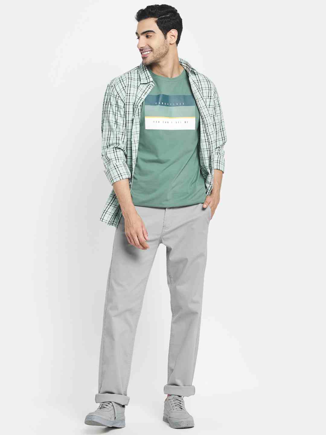 Octave Men Olive Green Typography Printed T-Shirt