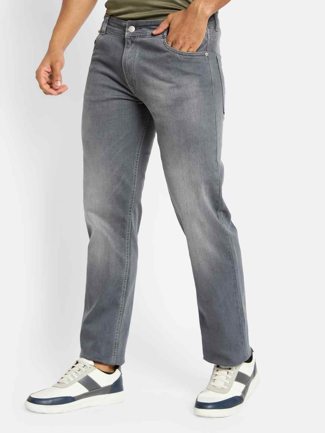 Octave Men Straight Fit Low Distress Heavy Fade Stretchable Jeans