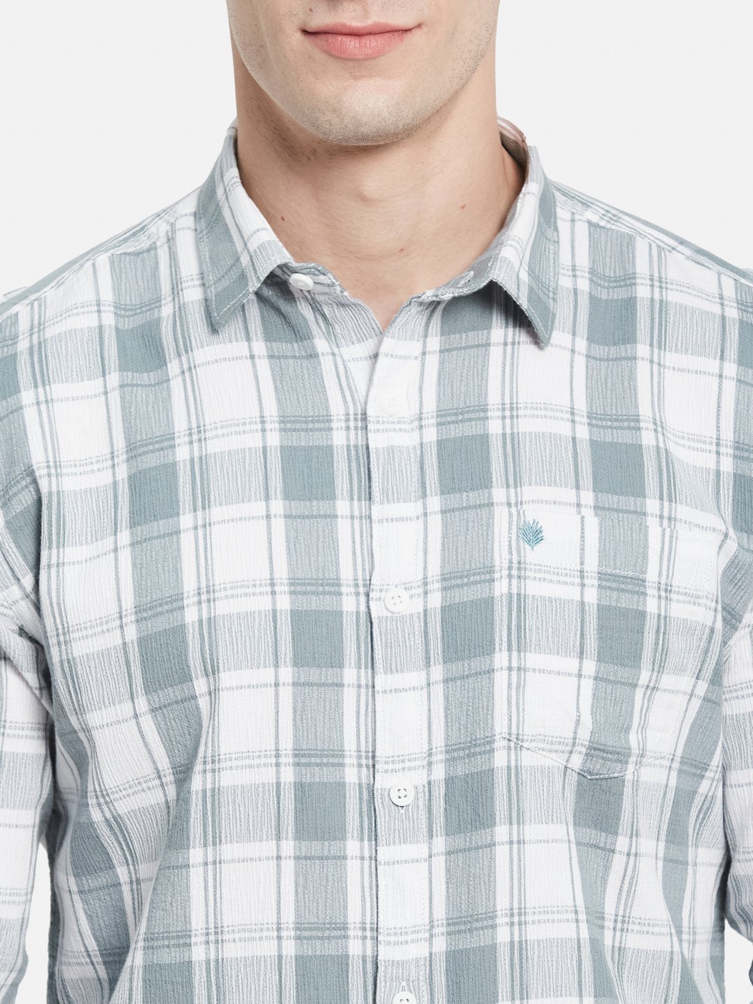 METTLE Men Spread Collar Tartan Checked Cotton Casual Shirt