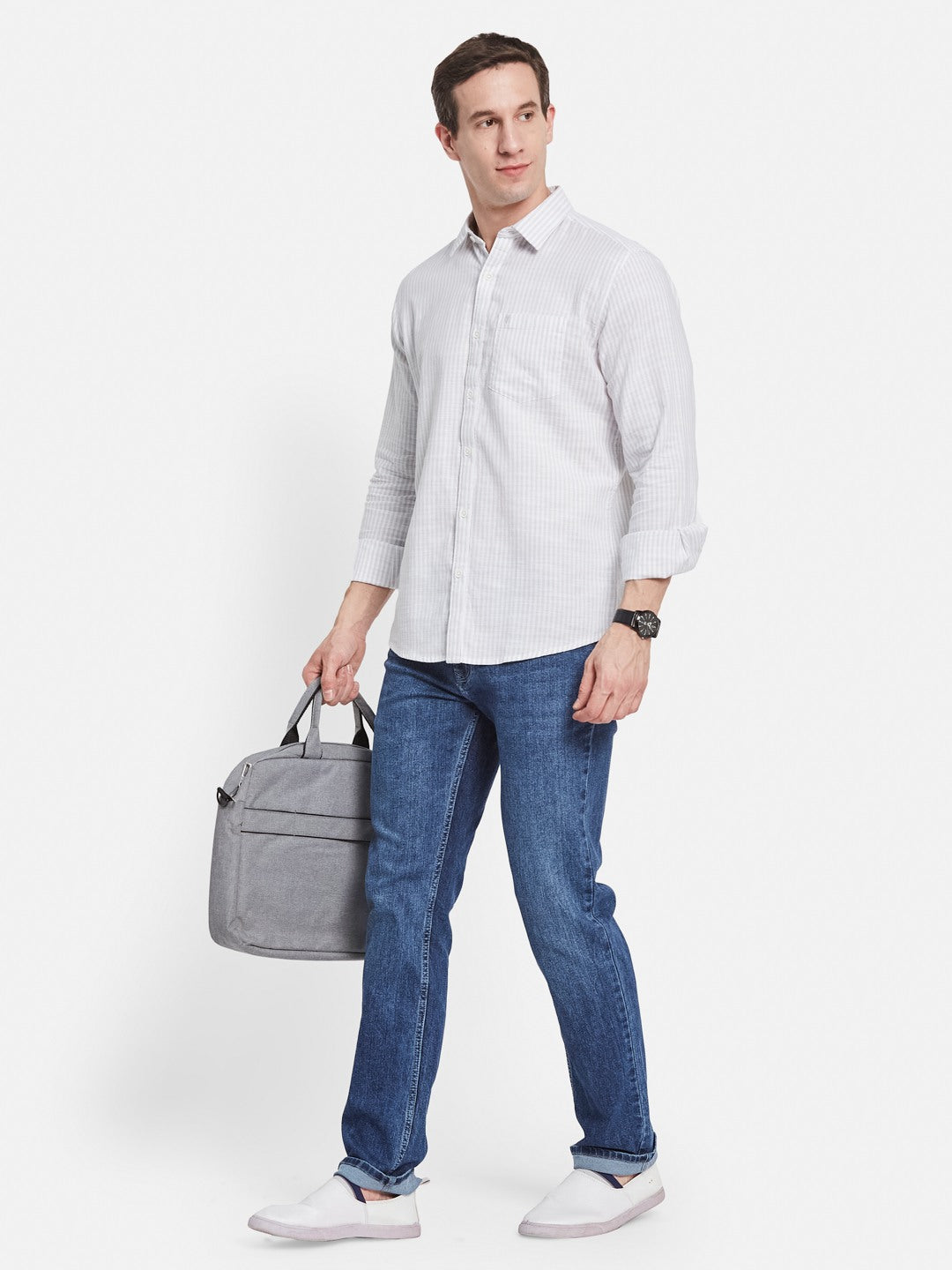 METTLE Men Multi Striped Regular Fit Casual Cotton Shirt