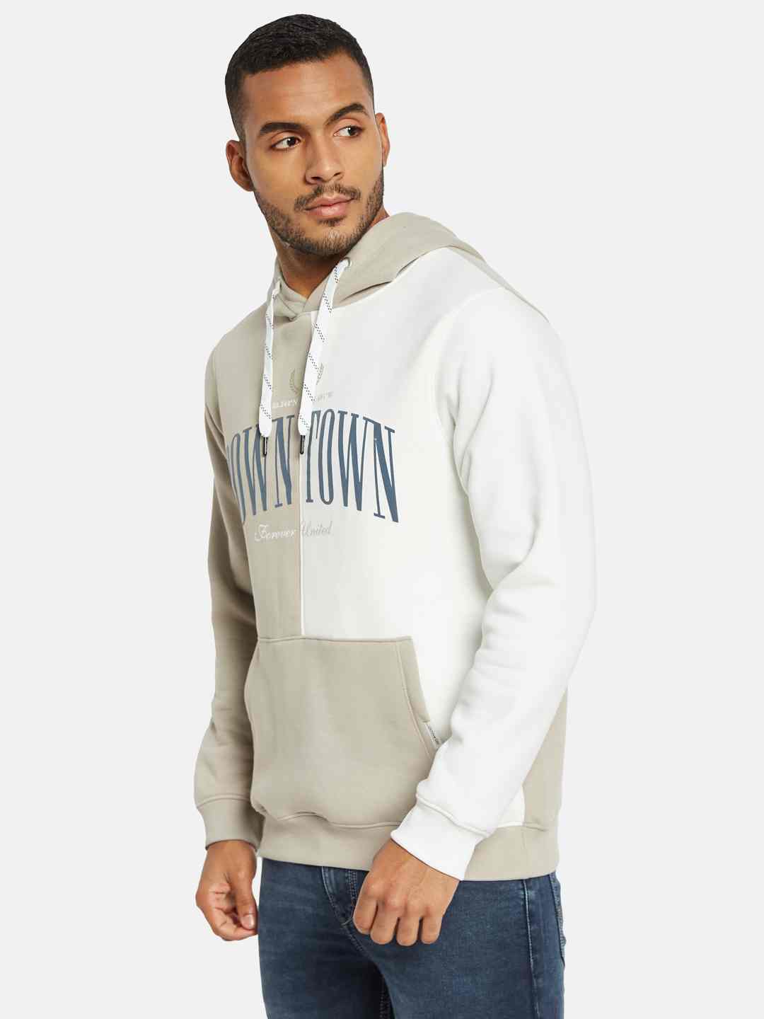 Octave Men Colourblocked Hooded Sweatshirt