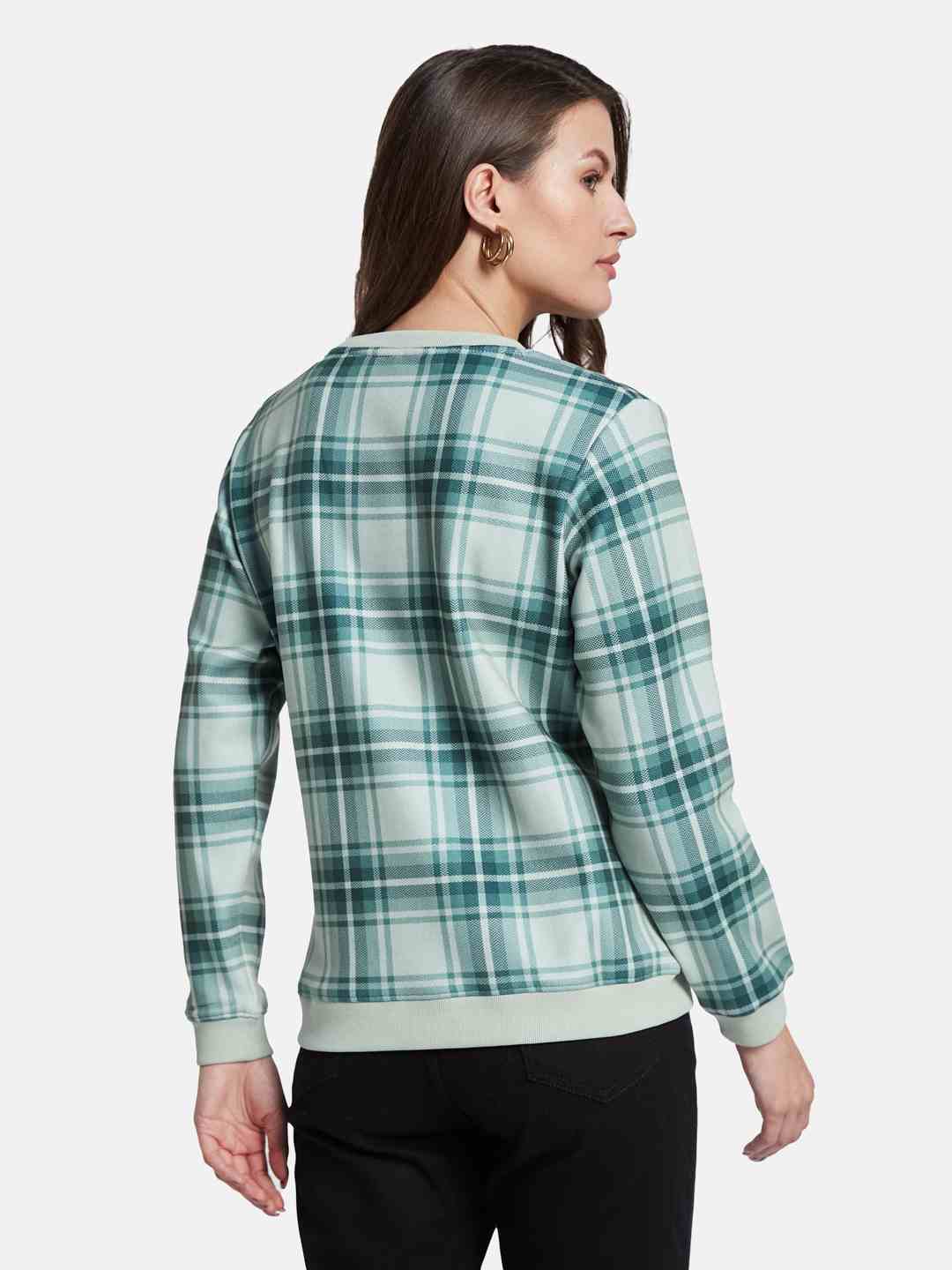 METTLE Women Checked Sweatshirt