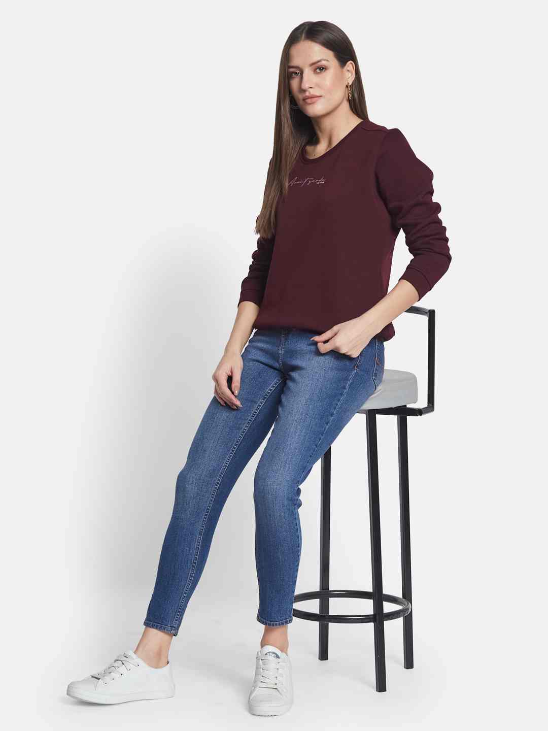 METTLE Women Round Neck Pullover Sweatshirt