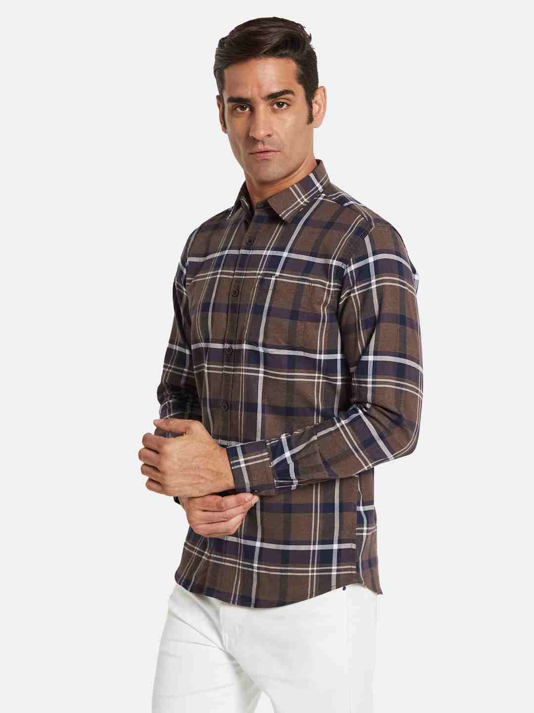 METTLE Men Opaque Checked Casual Shirt