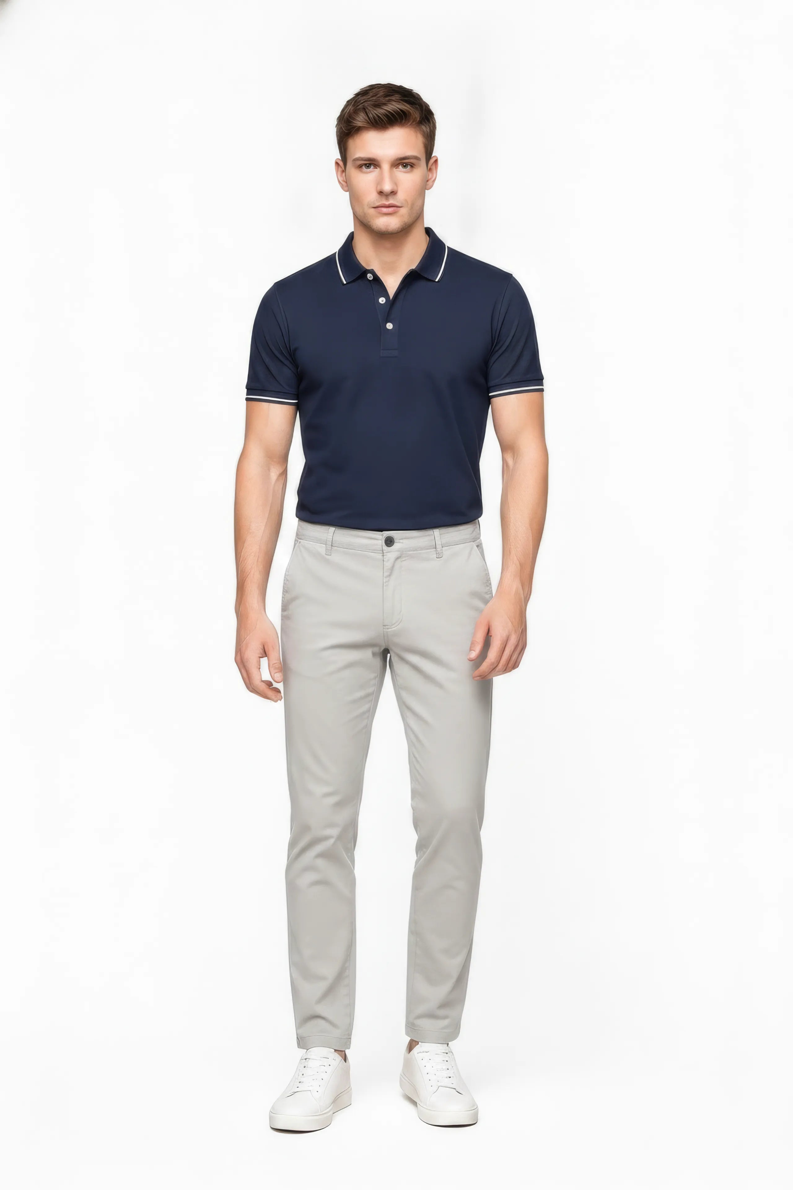 Men Silver Chinos Trousers