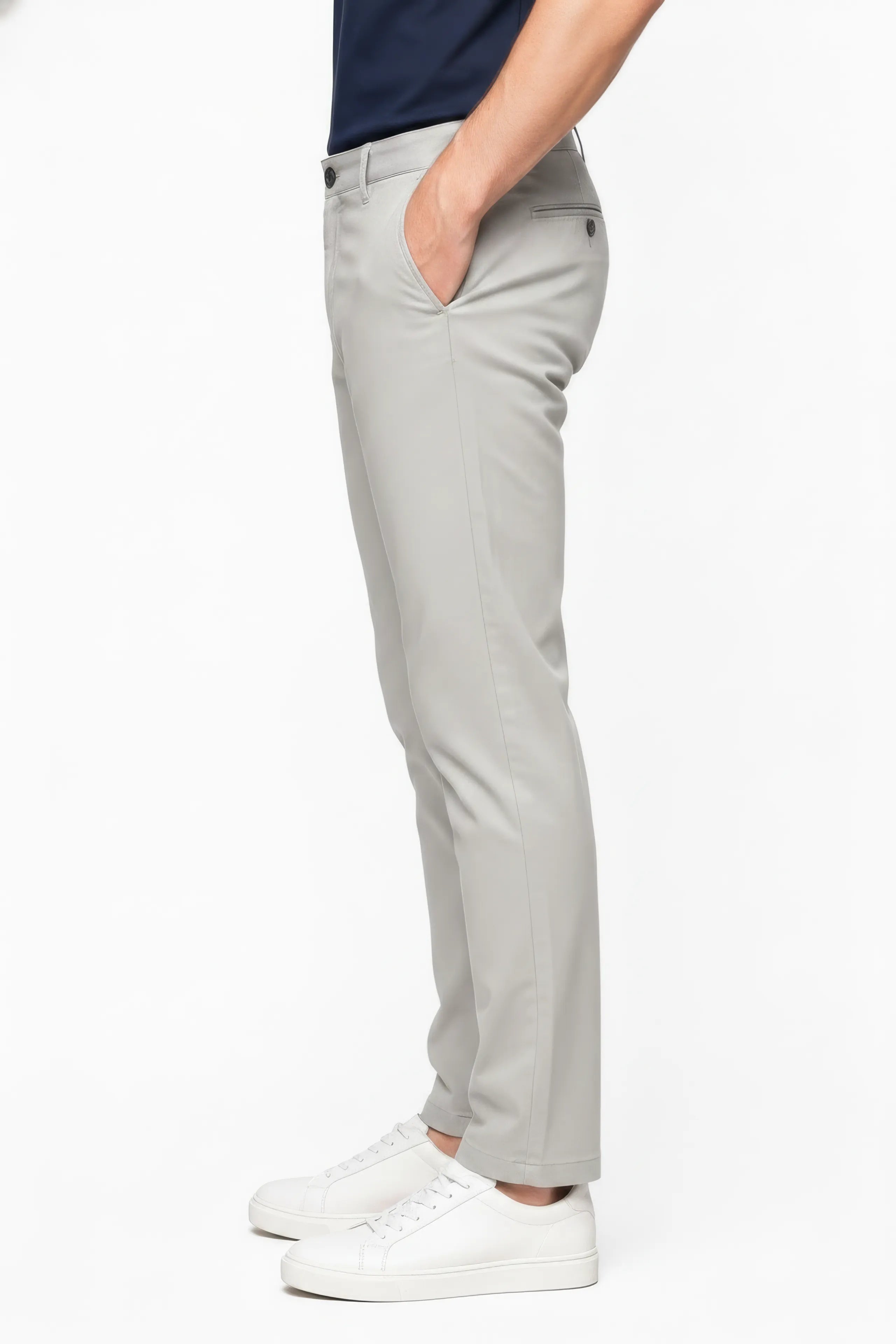 Men Silver Chinos Trousers